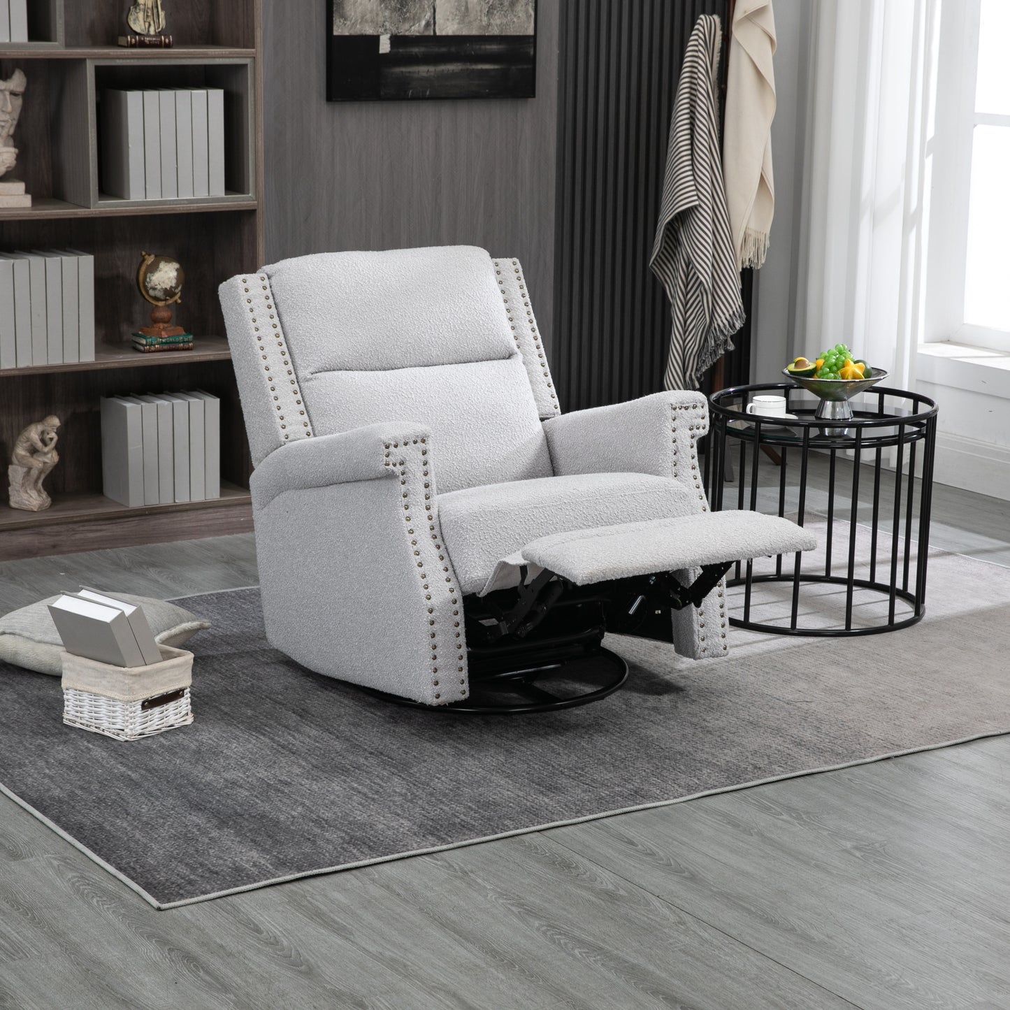 360° Swivel Recliner Chair with Rocking and Reclining Functions