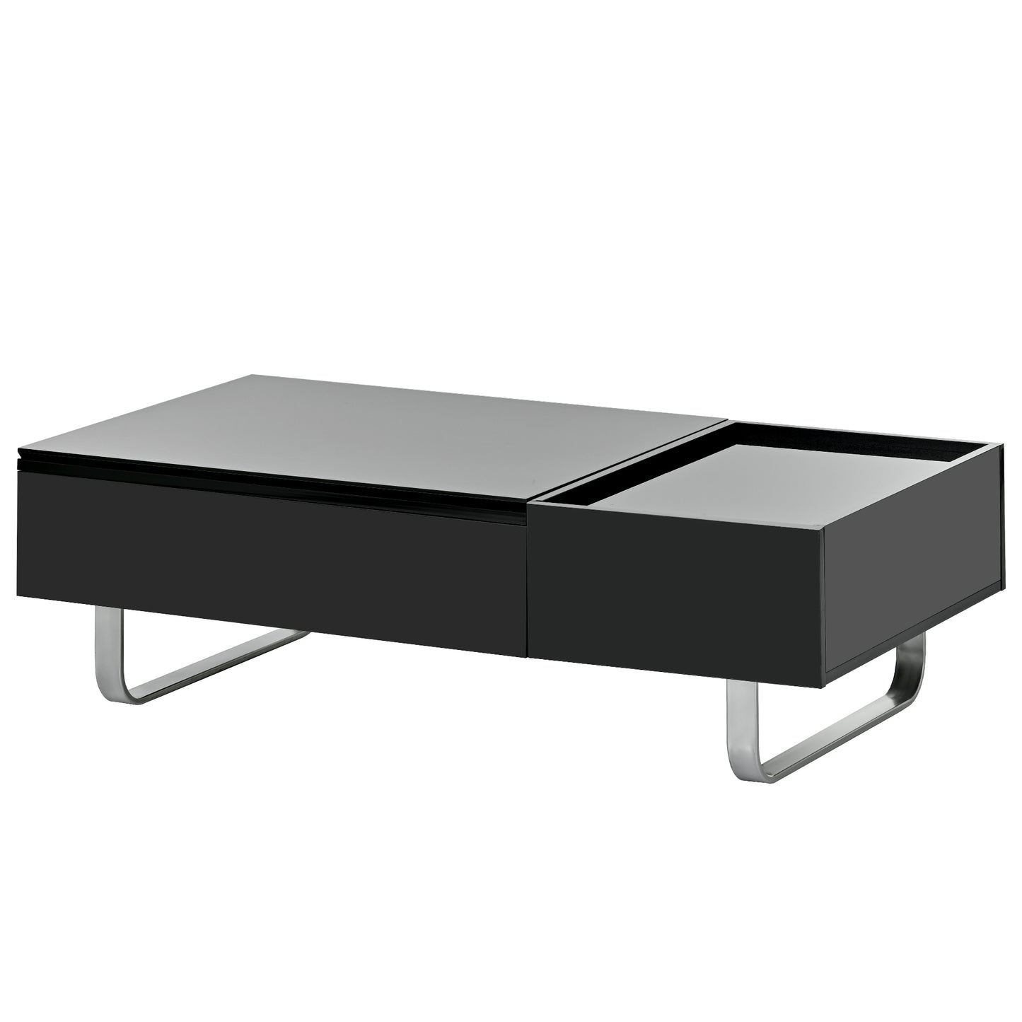 Convertible Lift-Top Coffee Table with Storage Drawer, Modern Black Cocktail Table