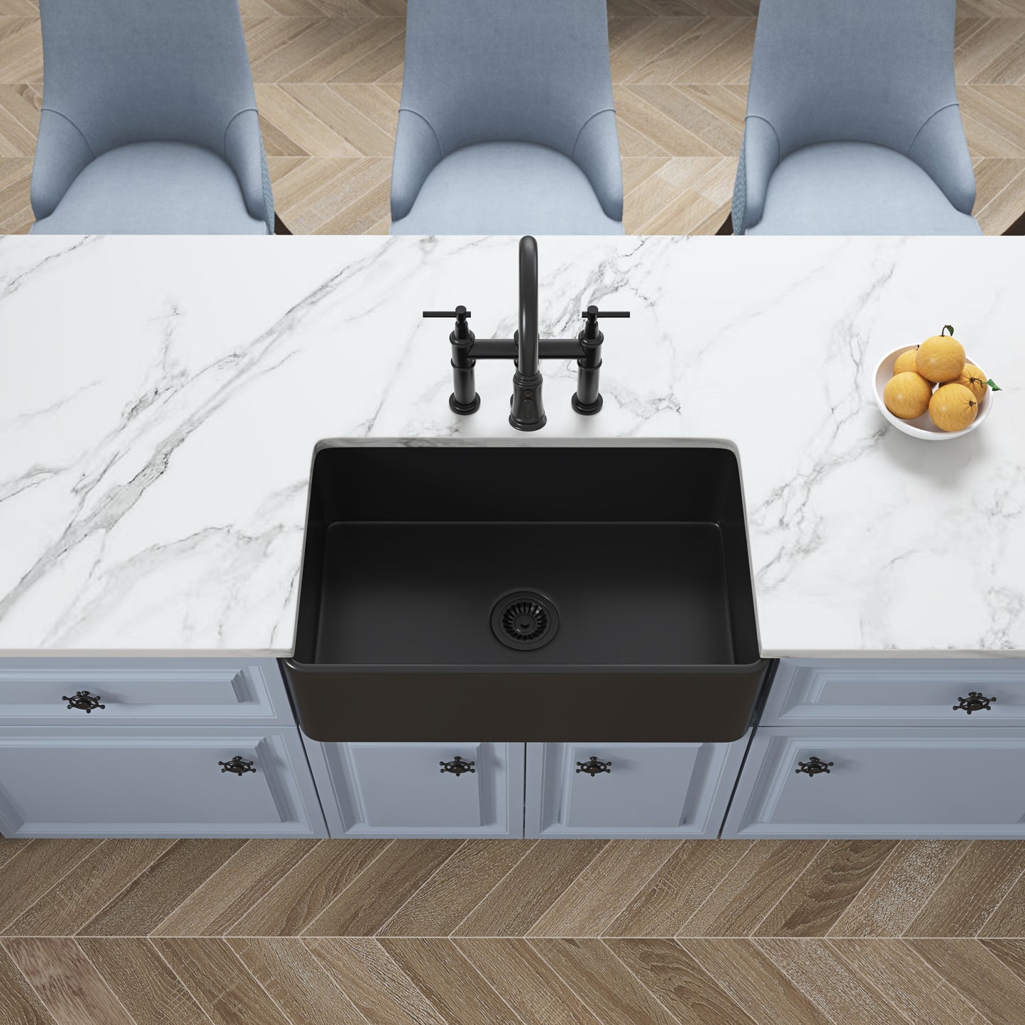 White Farmhouse Fireclay Kitchen Sink with Unique Drop-In Design