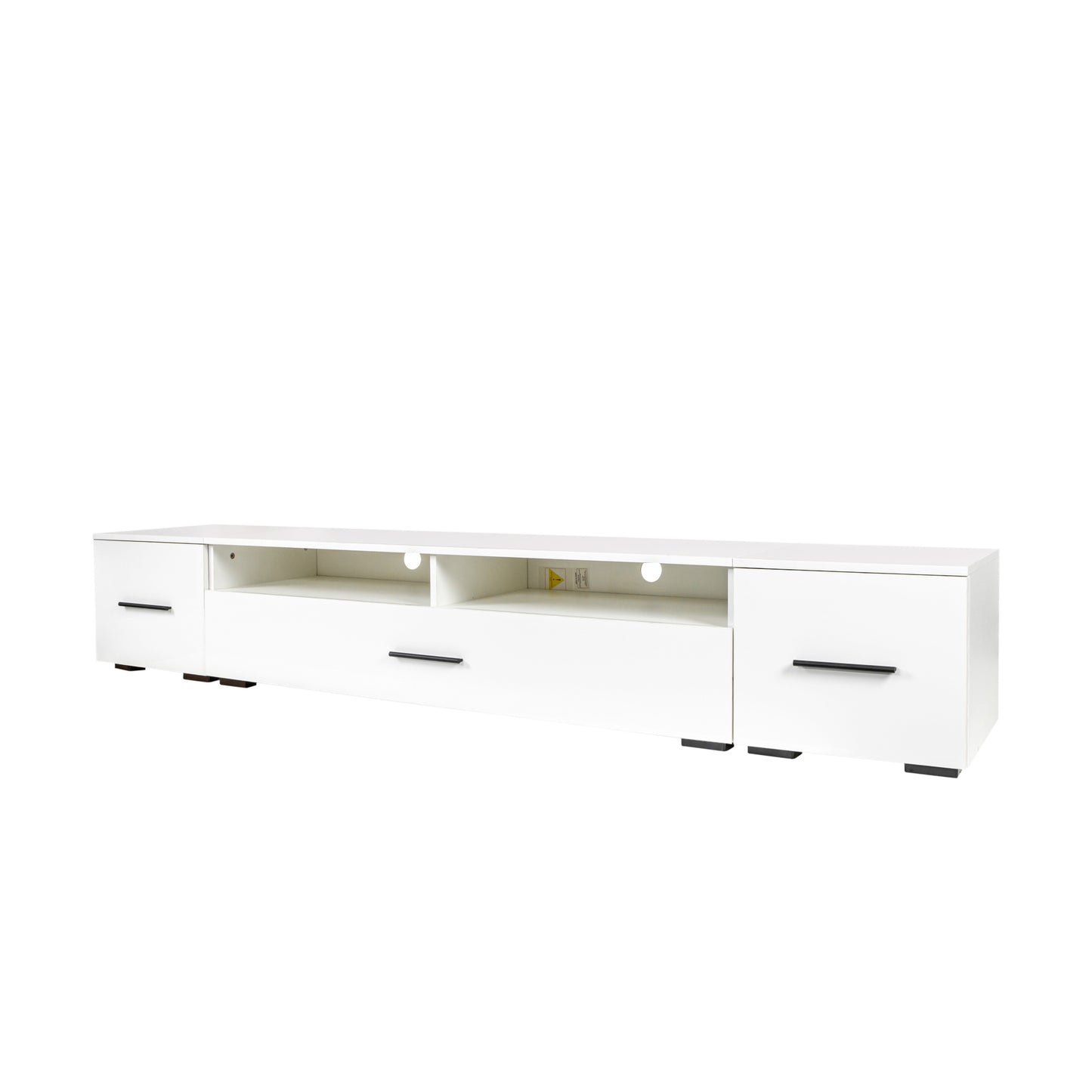 Elegant White Floating TV Stand Set with LED Lights - Versatile Minimalist Entertainment Center for Large TVs