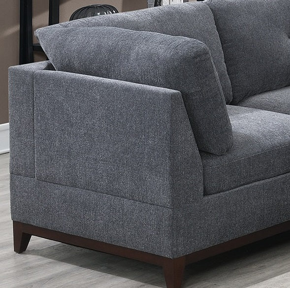 Ash Grey Chenille Fabric Modular Sectional Set with Armless Chairs, Ottomans, and Corner Wedges