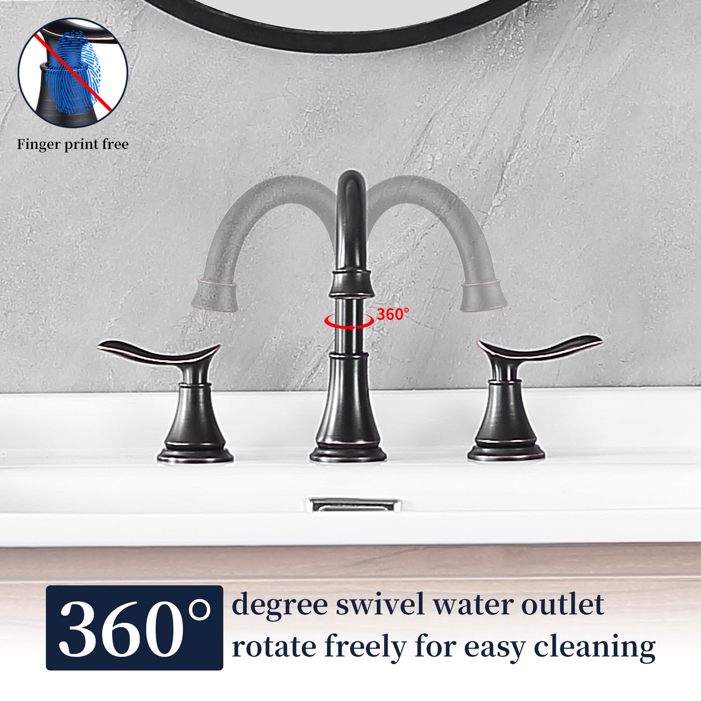 Elegant 2-Handle Oil Rubbed Bronze Widespread Bathroom Sink Faucet