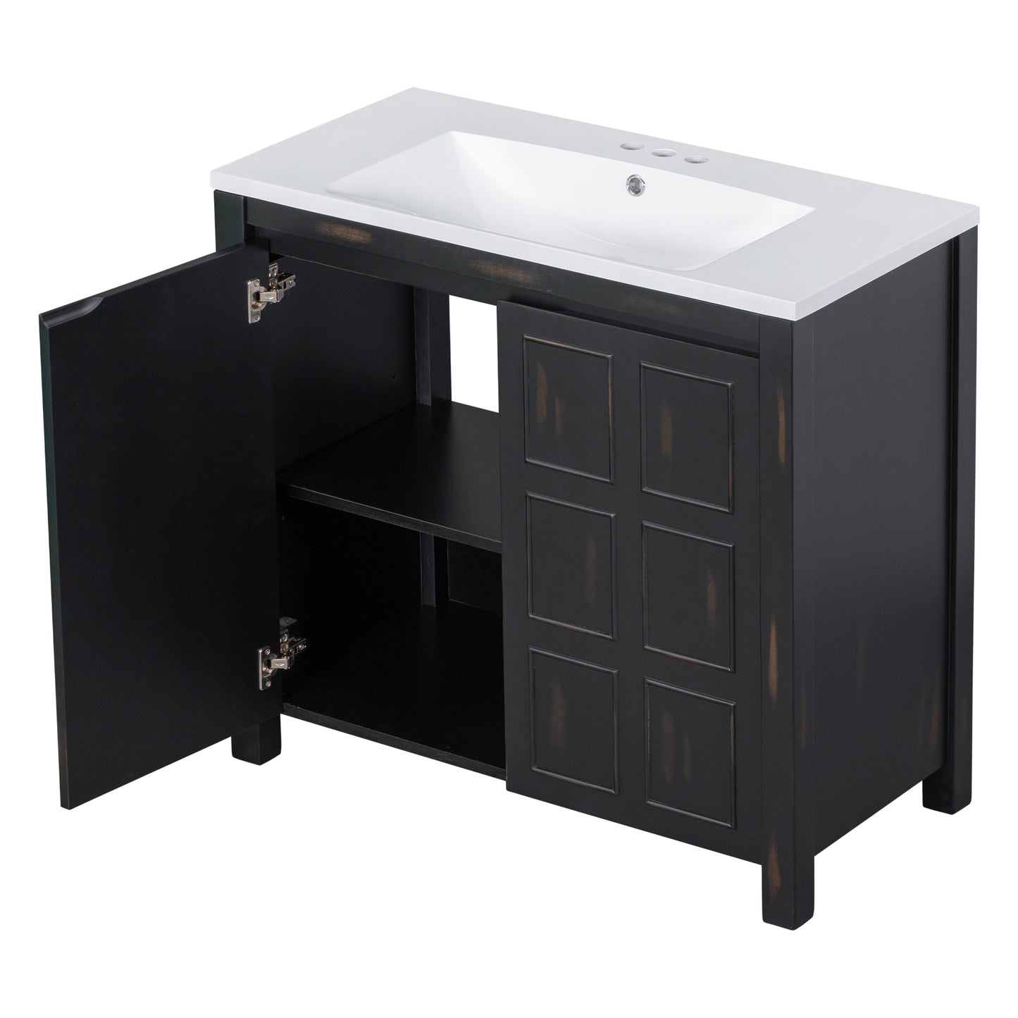 36" Bathroom Vanity Organizer with Sink, Combo Cabinet Set, Bathroom Storage Cabinet, Retro Espresso(the same with SV000004AAE)