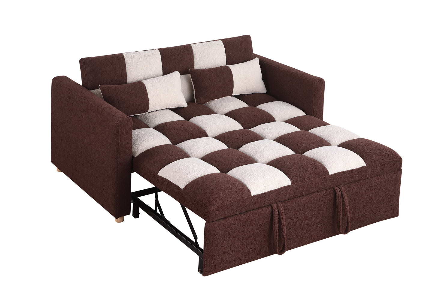 3 in 1 Convertible Sleeper Sofa Bed with Adjustable Backrest and Pillows