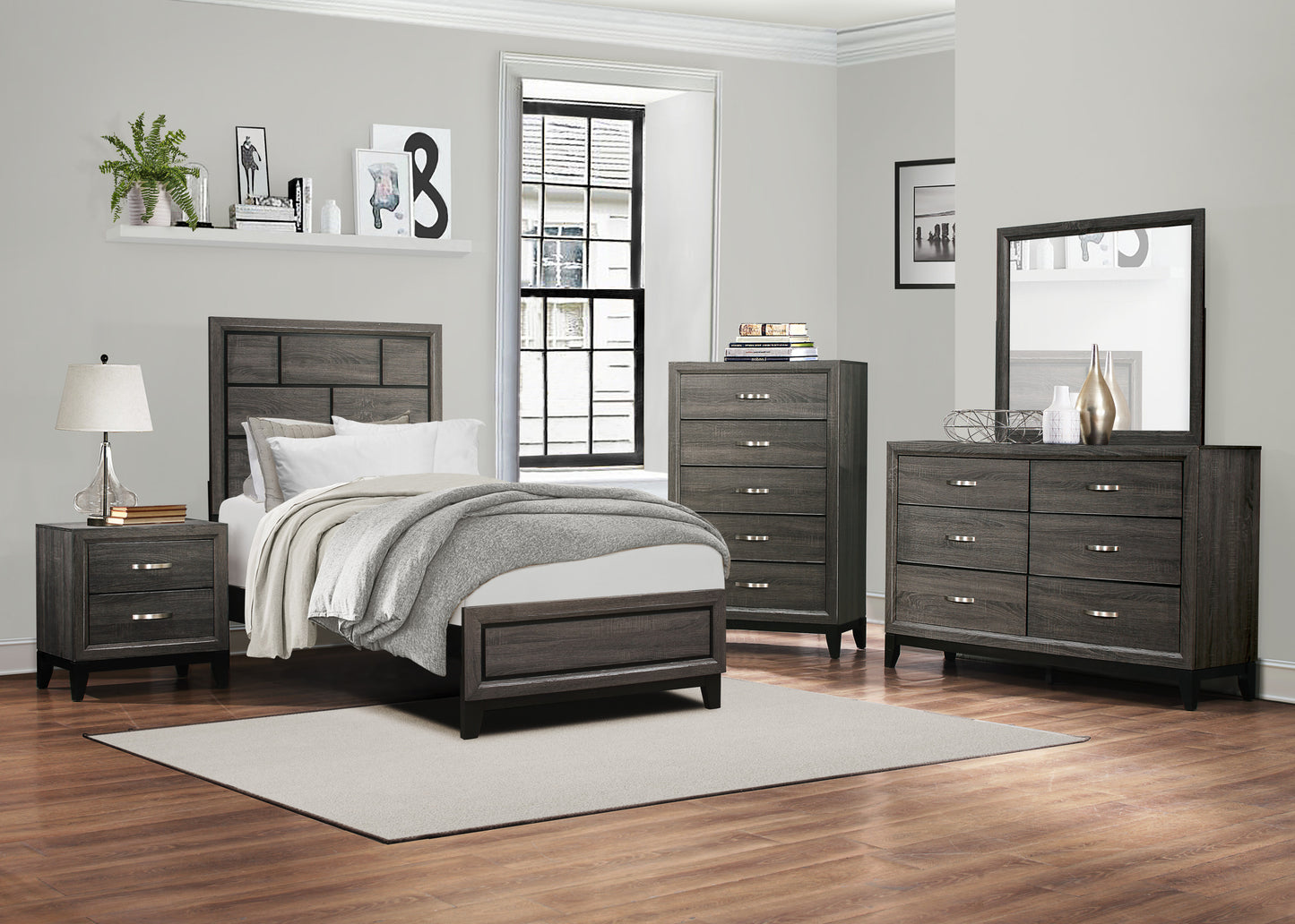 Contemporary Styling Gray Finish 1pc Nightstand Dovetail Drawers Unique Bedroom Furniture