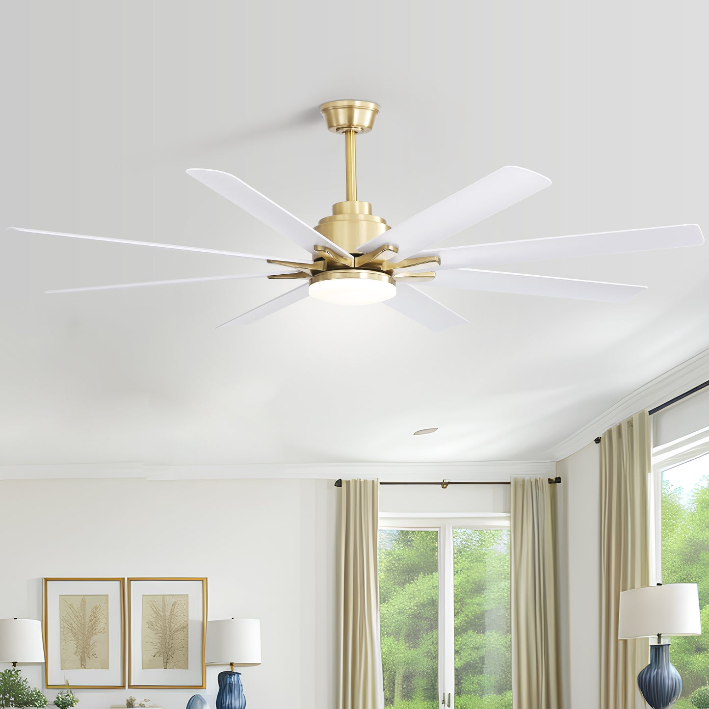 66 Modern Low Profile Ceiling Fan with Dimmable Lights, Remote Control, and Reversible DC Motor