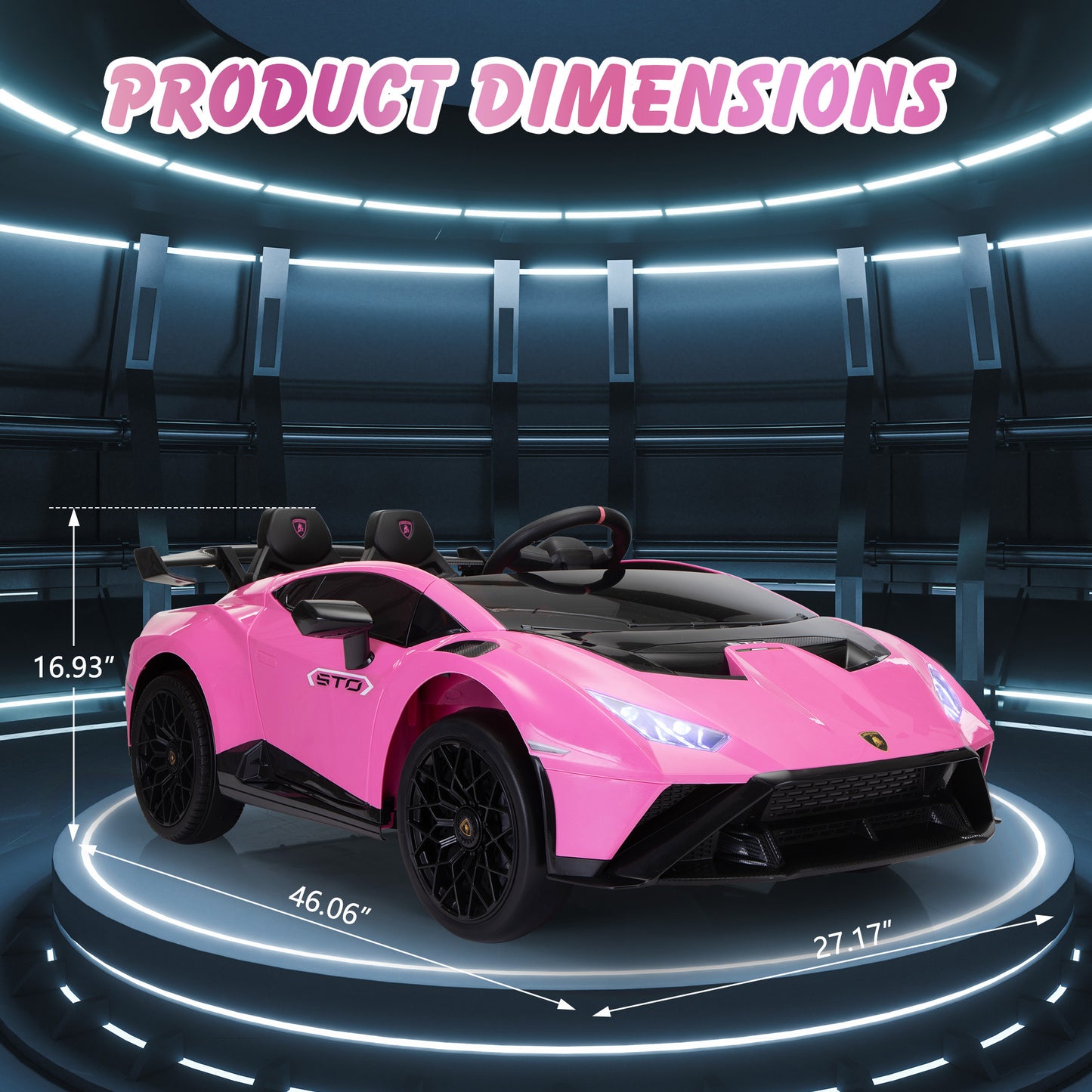 Licensed Lamborghini 24V Kids Electric Car, Battery Powered Sports Car w/ 2.4G Remote Control, LED Lights, Music, USB, High-Low Speed, Drifting, Gift for Children 3-8