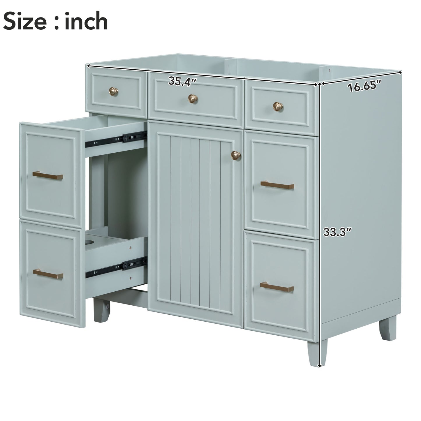 [Cabinet Only] 36" Bathroom Vanity-Green(Sink not included)