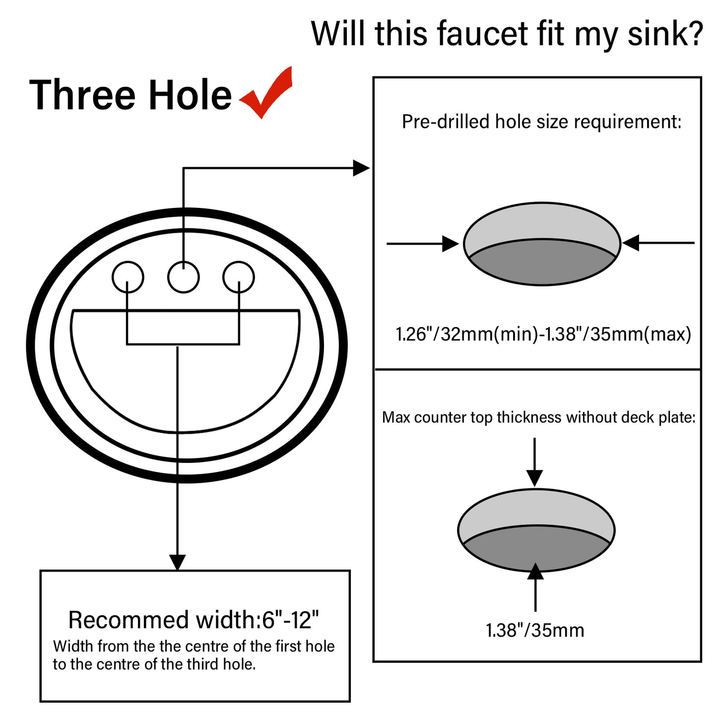 Brushed Nickel Bathroom Sink Faucet with 3 Holes and 2 Handles, 8-Inch