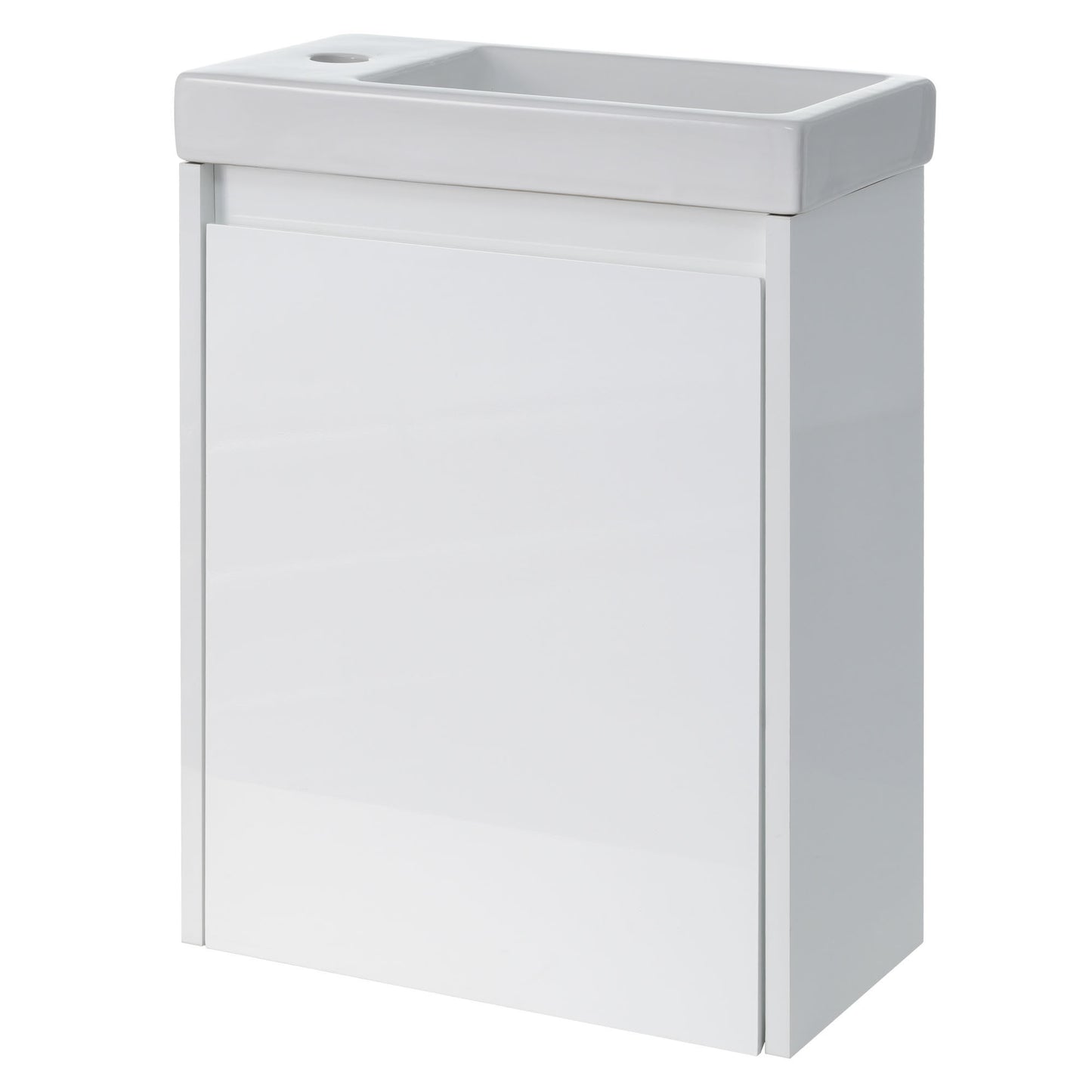 Modern 16-Inch White Bathroom Vanity Cabinet with Soft-Close Doors - Easy Assembly, Versatile Installation