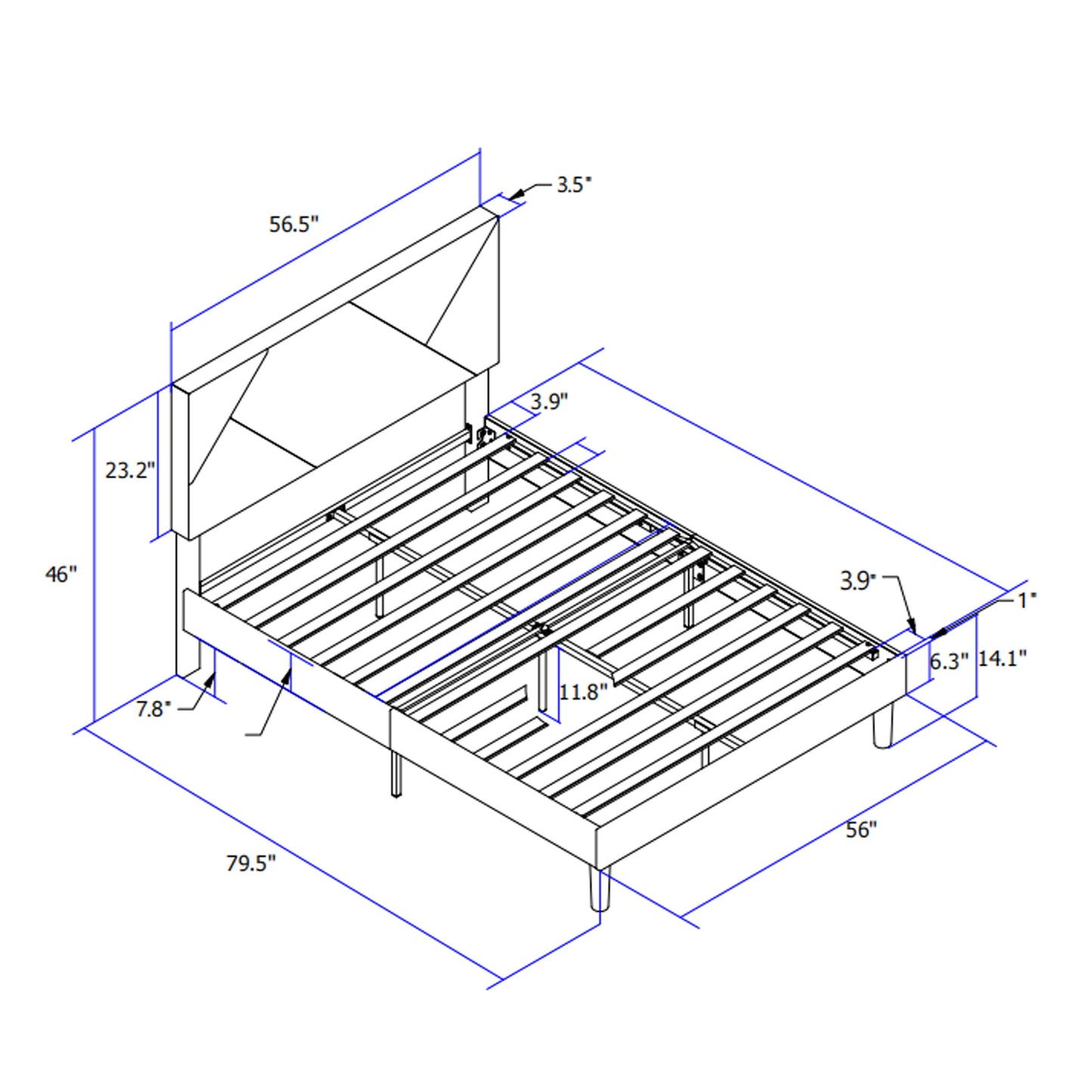 Full Size Upholstered  Platform Bed Frame with  Headboard, Strong Wood Slat Support, Mattress Foundation, No Box Spring Needed, Easy Assembly, Gray