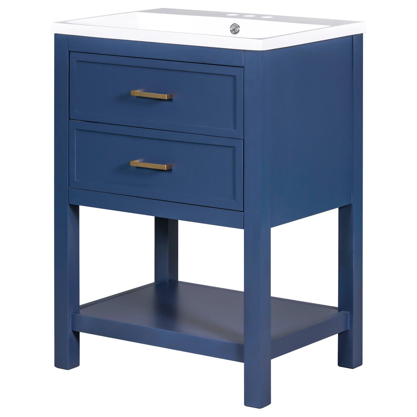 24'' Bathroom Vanity with Top Sink, Modern Bathroom Storage Cabinet with 2 Drawers, Single Sink Bathroom Vanity