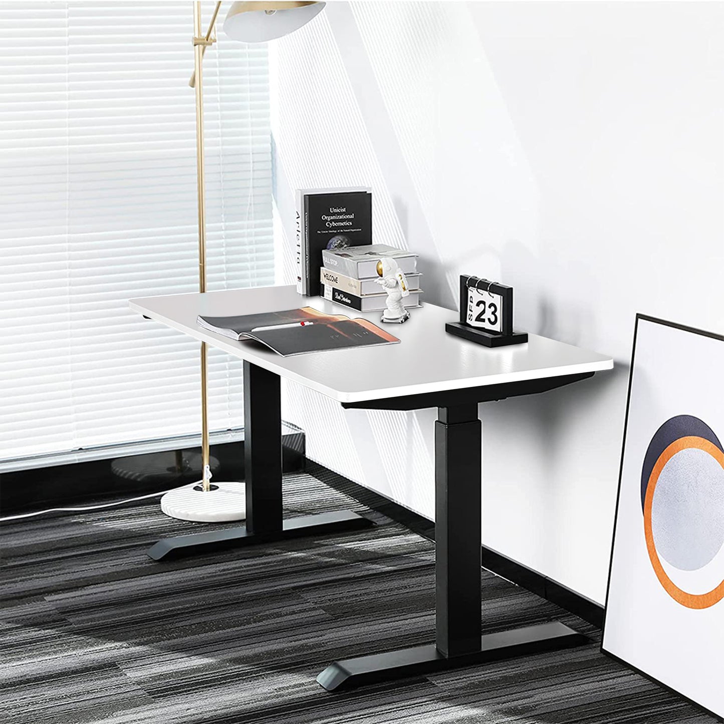 Simple and Spacious 55inch(L) White Tabletop Desk