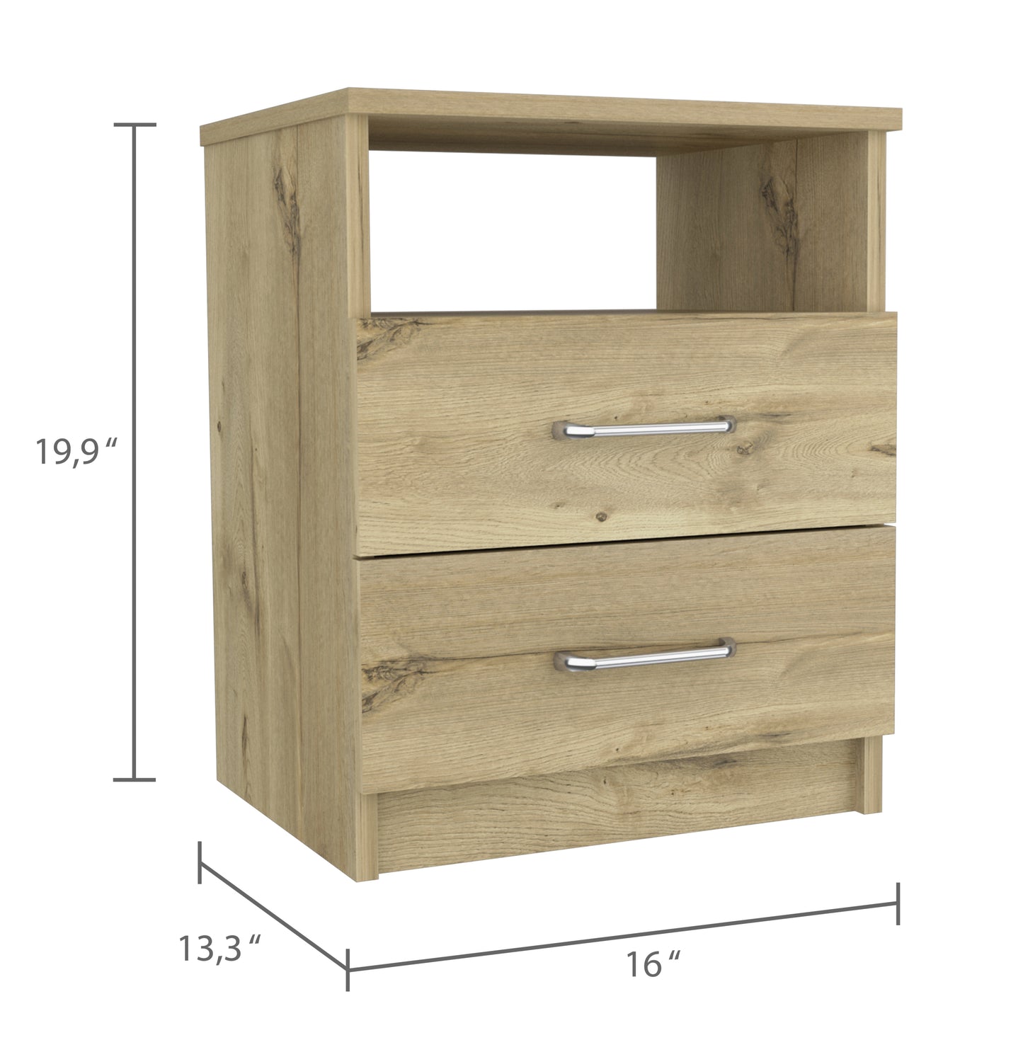 Brookeline 2-Drawer 1-Shelf Rectangle Nightstand Light Oak