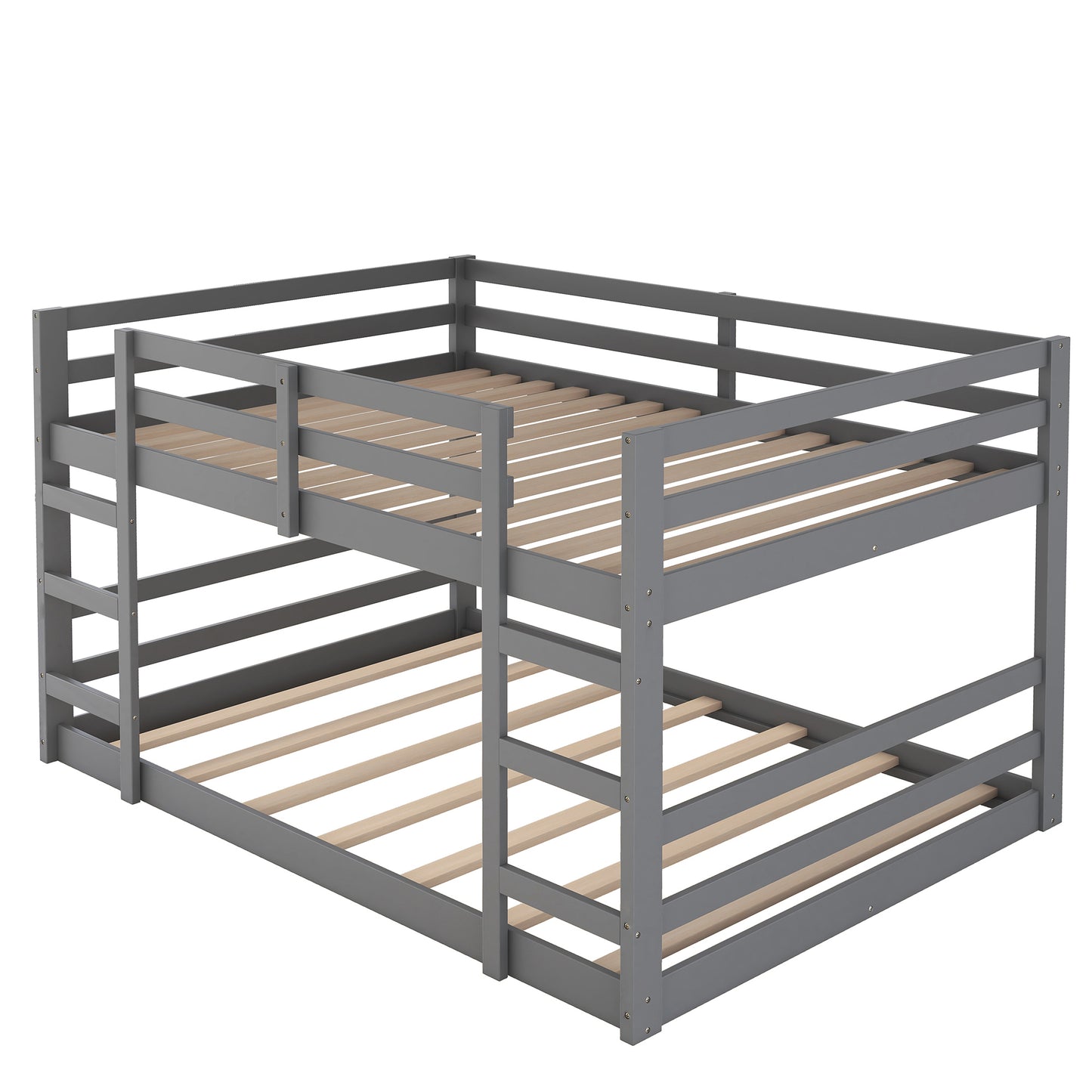 Gray Double Bunk Bed with Built-In Ladder