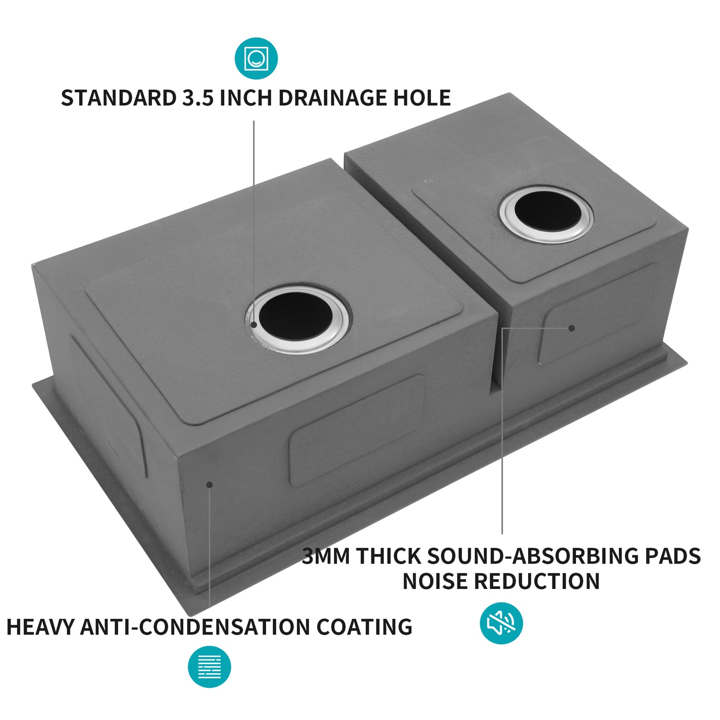 Stainless Steel Double Basin Undermount Kitchen Sink with Accessories