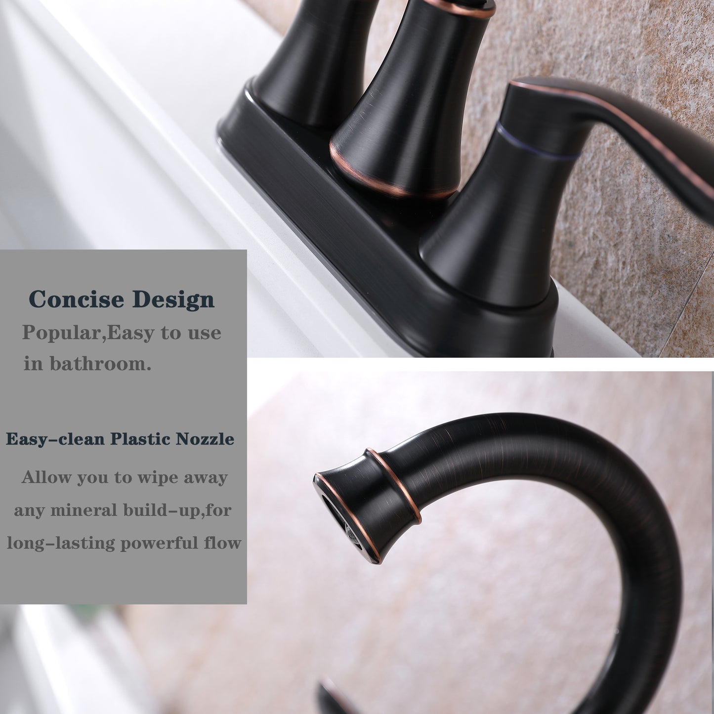 Elegant Oil Rubbed Bronze Bathroom Faucet with 2 Handles, Pop-Up Drain, and Supply Hoses