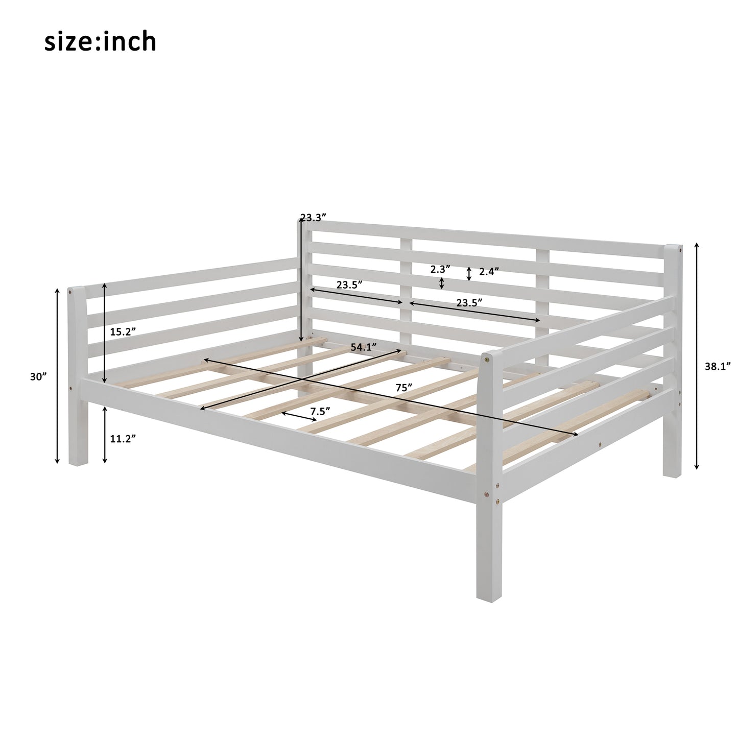 Wooden Full Size Daybed with Clean Lines, White