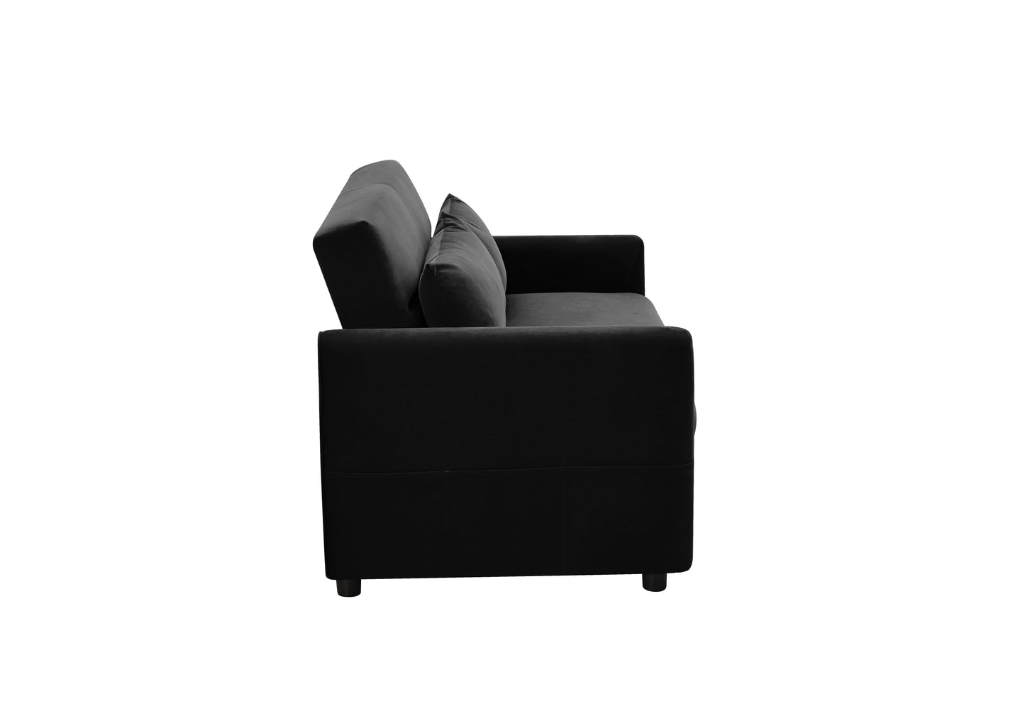 Convertible Black Love Seat Sofa with Adjustable Backrest and Comfortable Fabric Fill