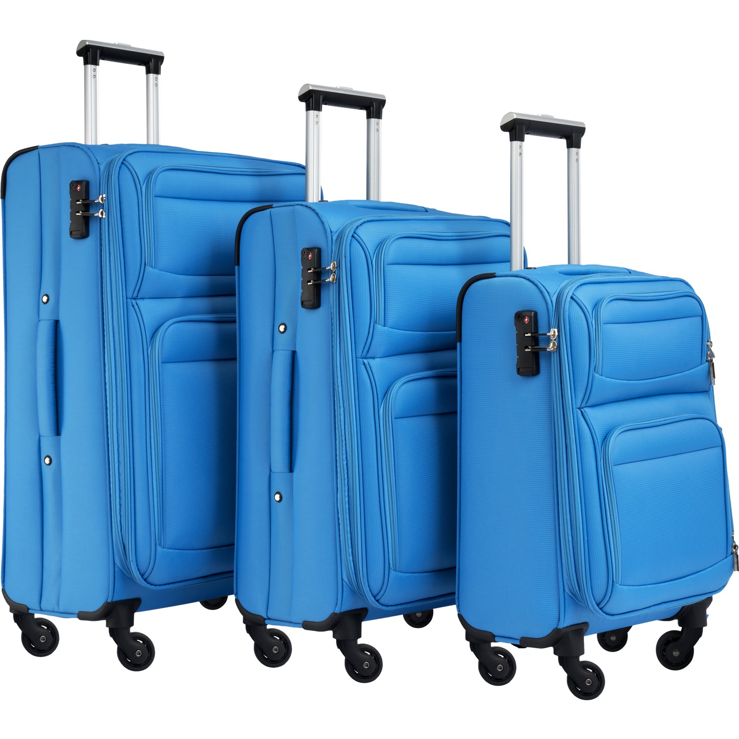 Softside Luggage Expandable 3 Piece Set Suitcase Upright Spinner Softshell Lightweight Luggage Travel Set