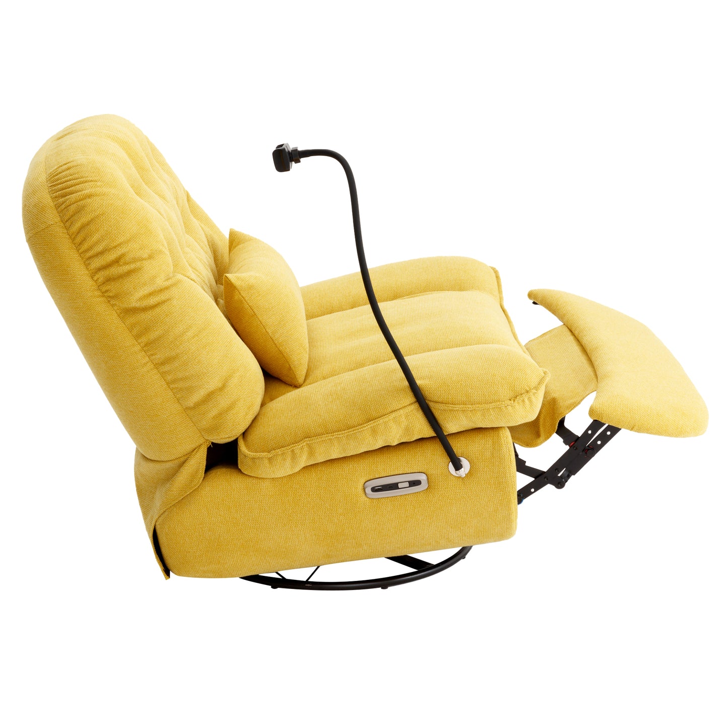 Yellow Power Recliner with Voice Control and Bluetooth Music Player