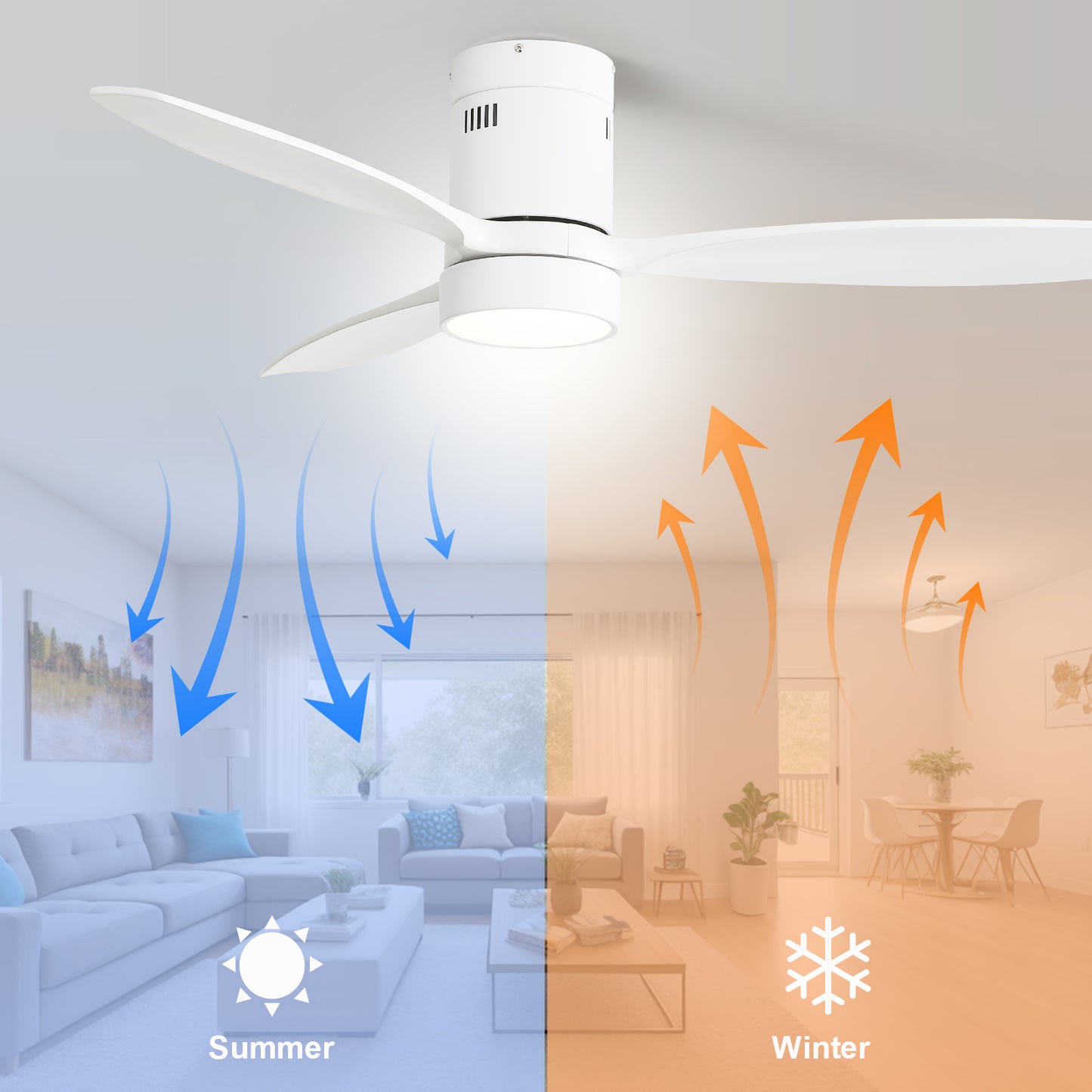 Modern 52 Inch Solid Wood Ceiling Fan with Remote Control