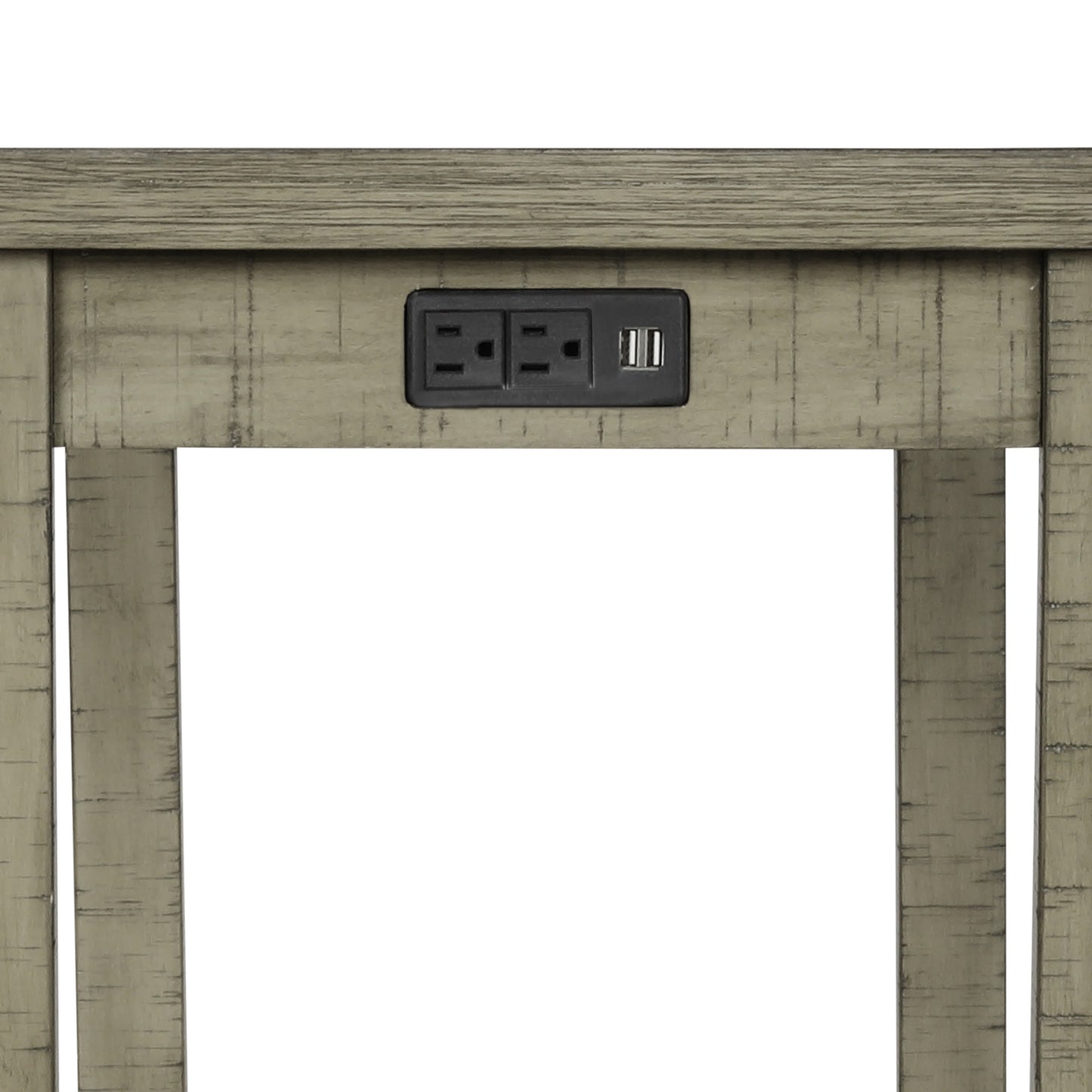 4 Pieces Counter Height Table with Fabric Padded Stools,Rustic Bar Dining Set with Socket,Gray Green