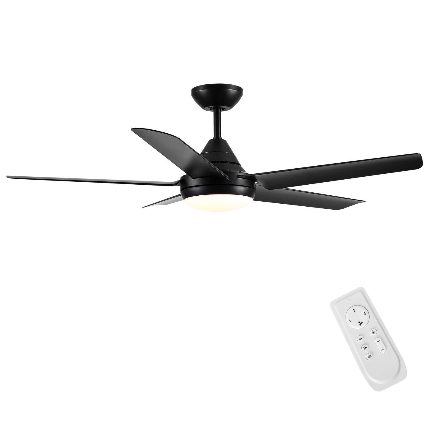 48-Inch Modern Black Ceiling Fan with Integrated LED Light and Color Changing Technology