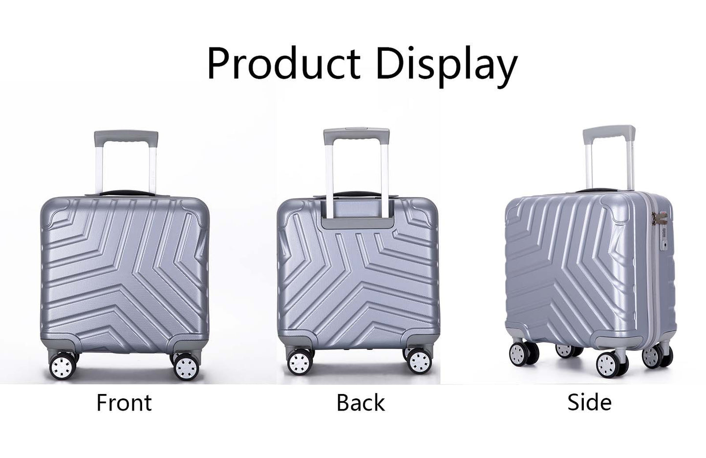 Pure PC 16" Hard Case Luggage Computer Case With Universal Silent Aircraft Wheels Silver