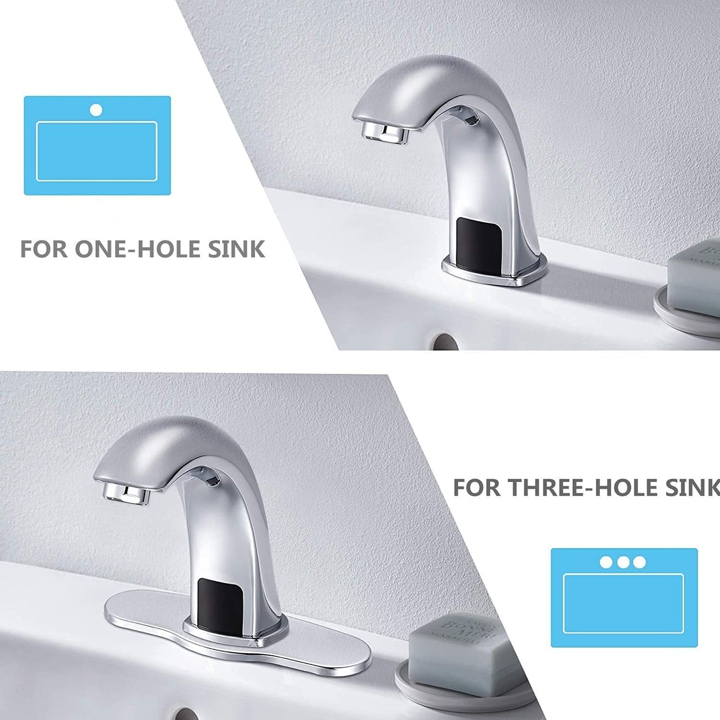 Touchless Chrome Bathroom Sink Faucet with Temperature Control