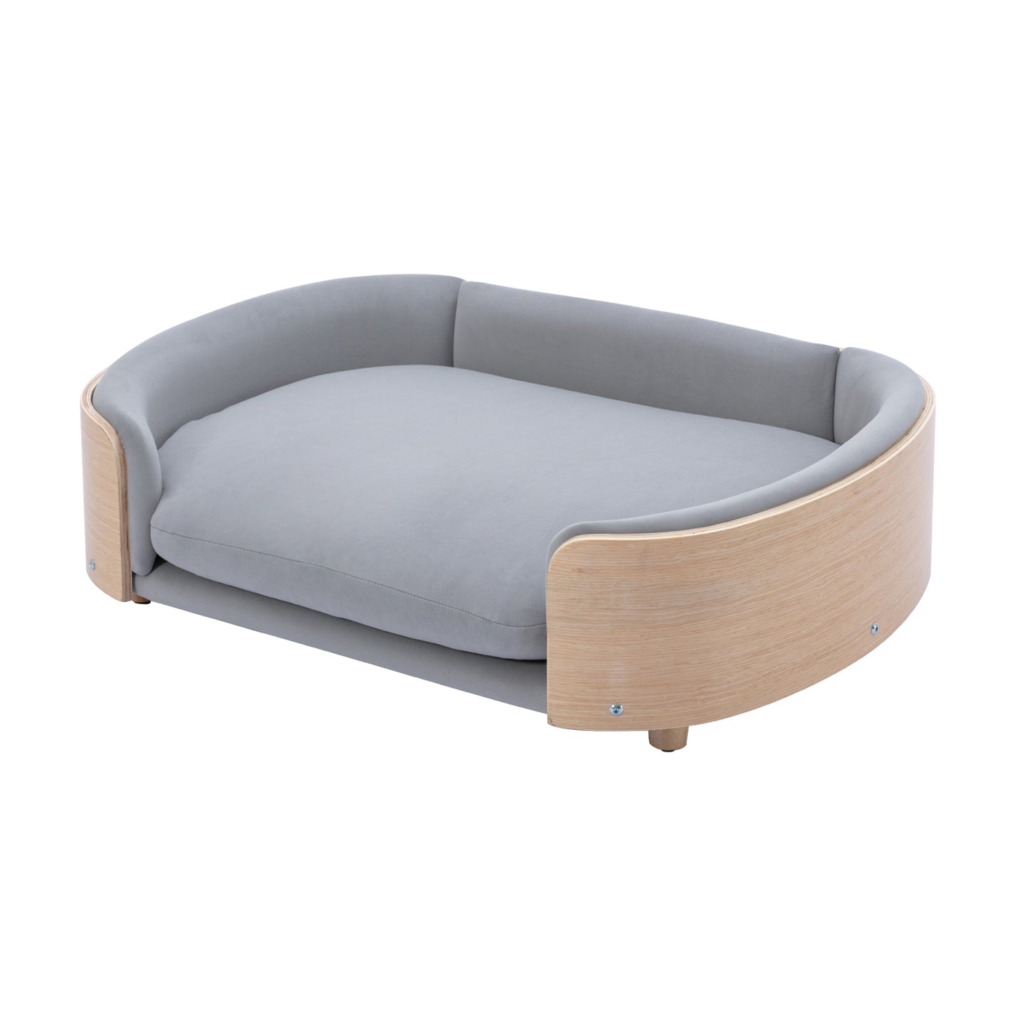 Scandinavian style Elevated Dog Bed Pet Sofa With Solid Wood legs and Bent Wood Back, Velvet Cushion,Large Size