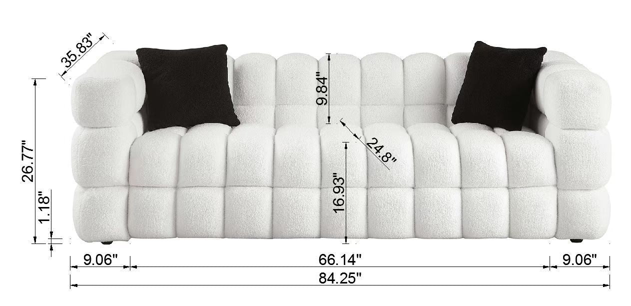 84.3 3-Seater White Boucle Marshmallow Sofa for Ultimate Comfort