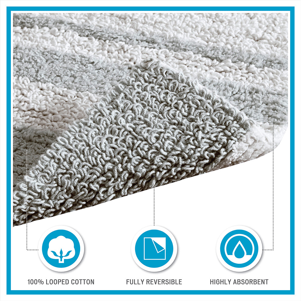 Reversible Aqua Cotton Bath Rug