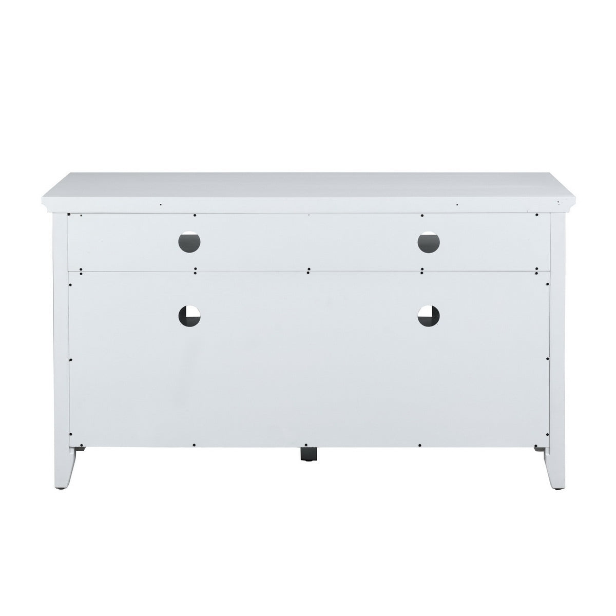 White Coastal TV Stand with 3-Door Cabinet