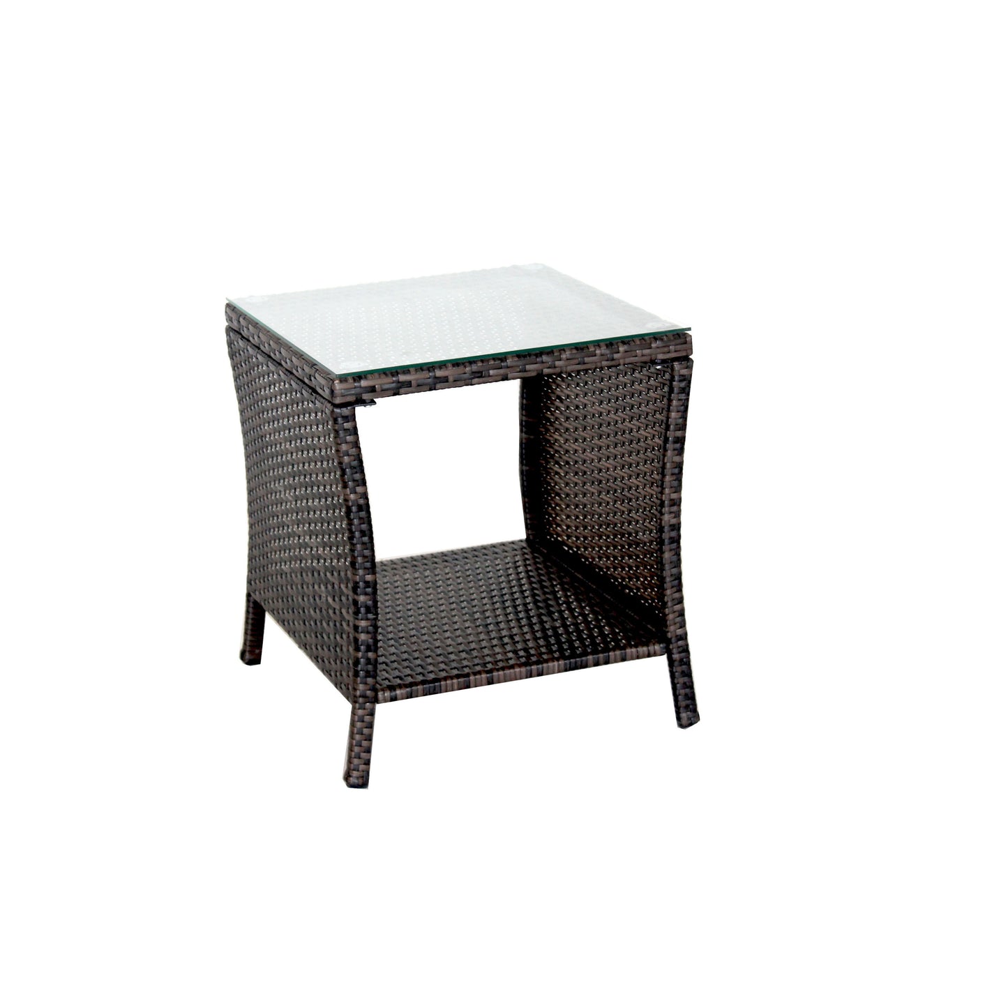 Elegant Outdoor Rattan Coffee Table with Tempered Glass Top