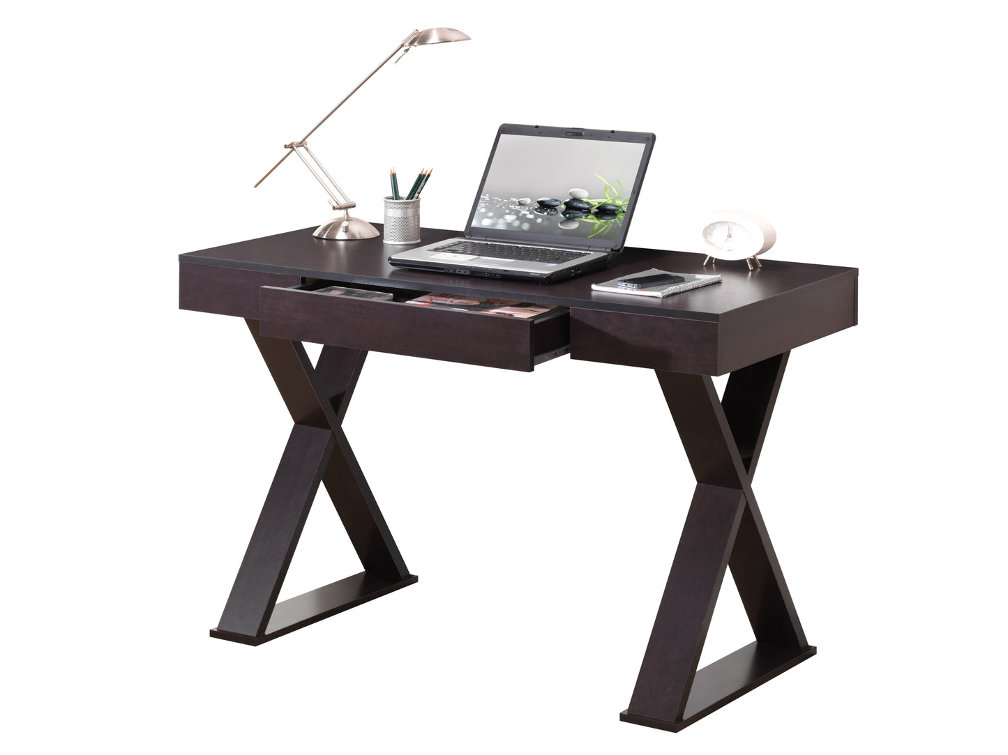 Chic Espresso Work Desk with Storage Drawer