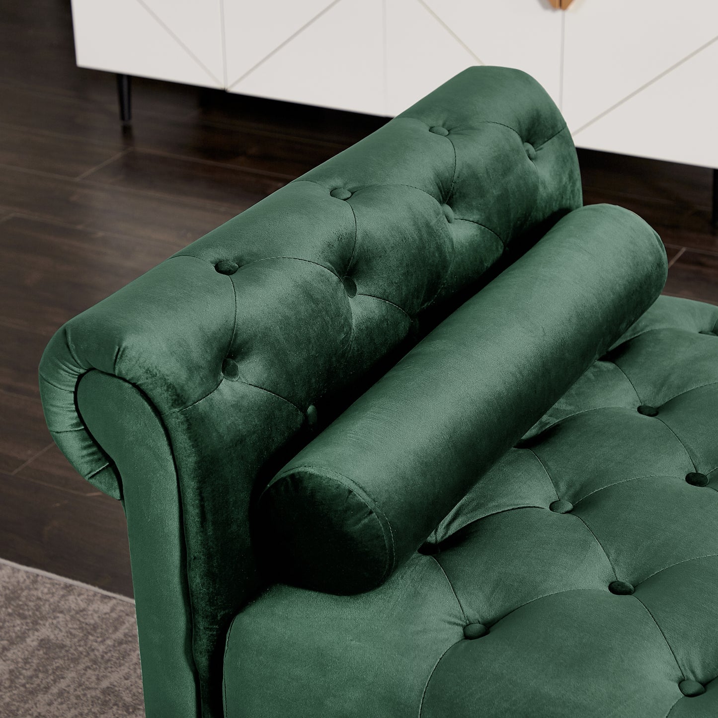 2038 Large Green Rectangular Upholstered Stool