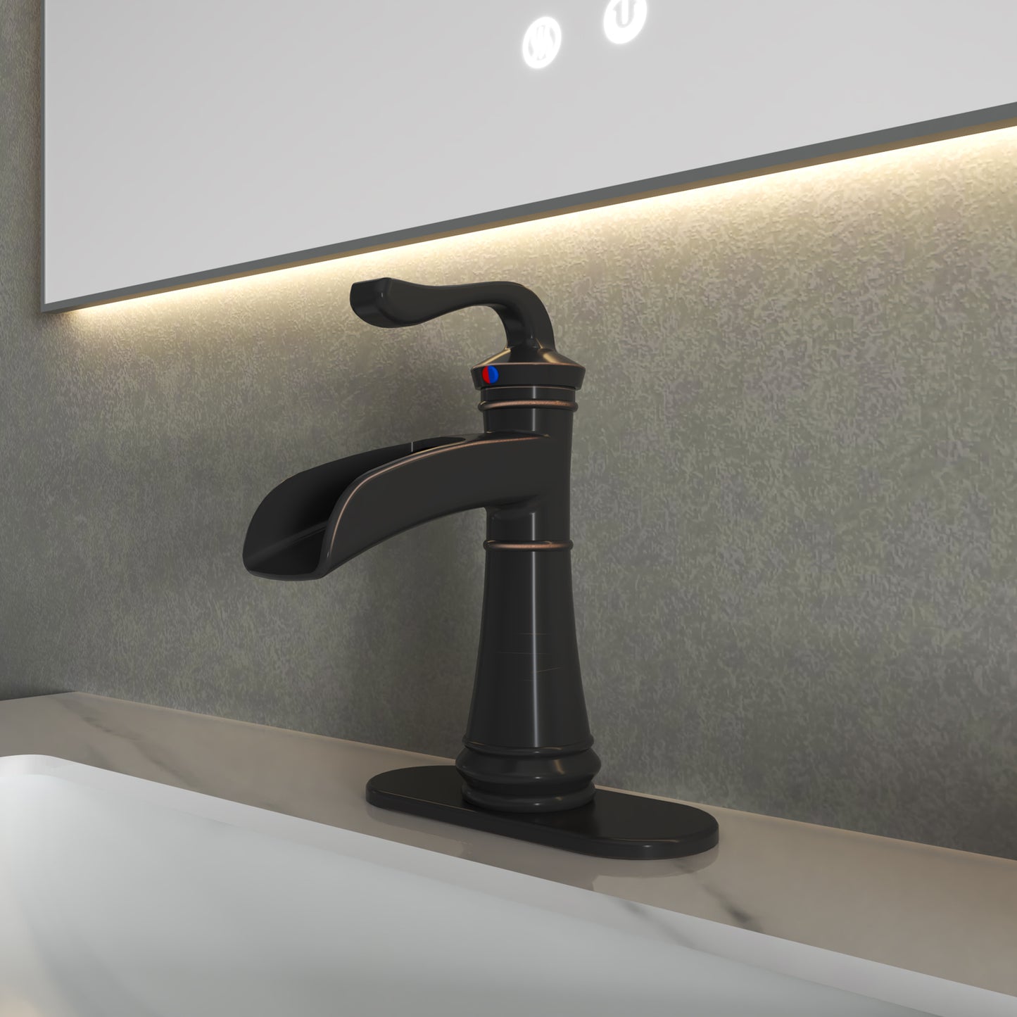 Elegant Waterfall Bathroom Faucet with Bronze Finish