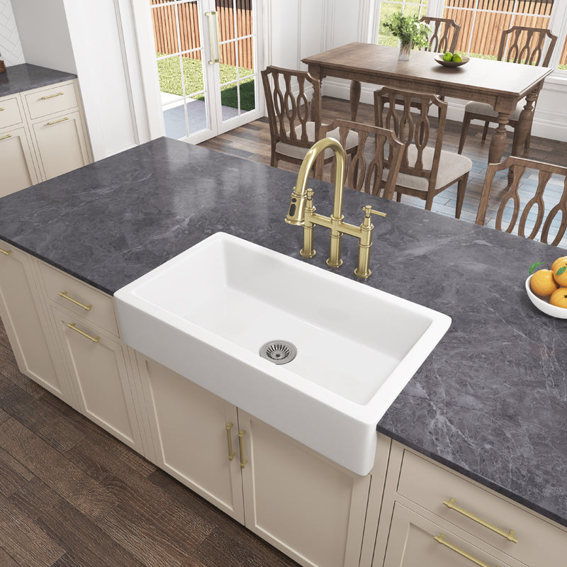 White Ceramic Undermount Apron Front Kitchen Sink