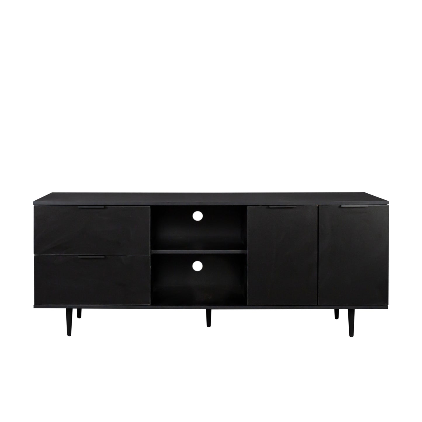 Modern Black TV Stand with Ample Storage for Living Room