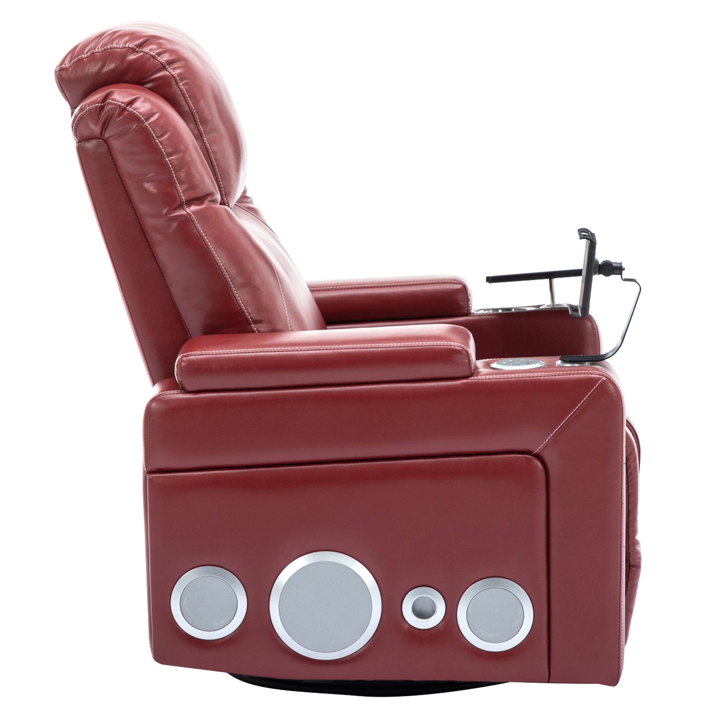 Luxurious 270 Degree Swivel Red Power Recliner with Surround Sound and Removable Tray Table