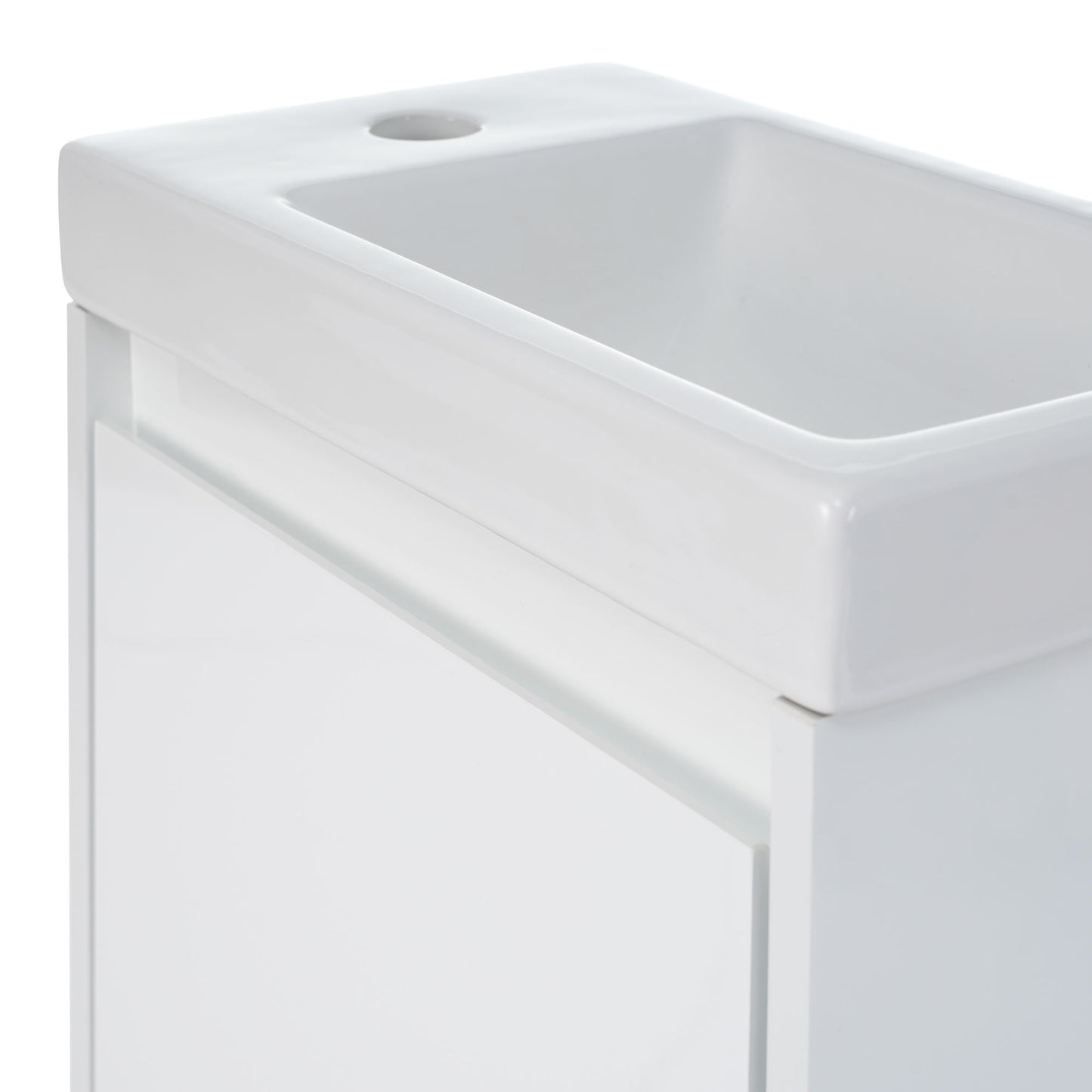 Modern 16-Inch White Bathroom Vanity Cabinet with Soft-Close Doors - Easy Assembly, Versatile Installation