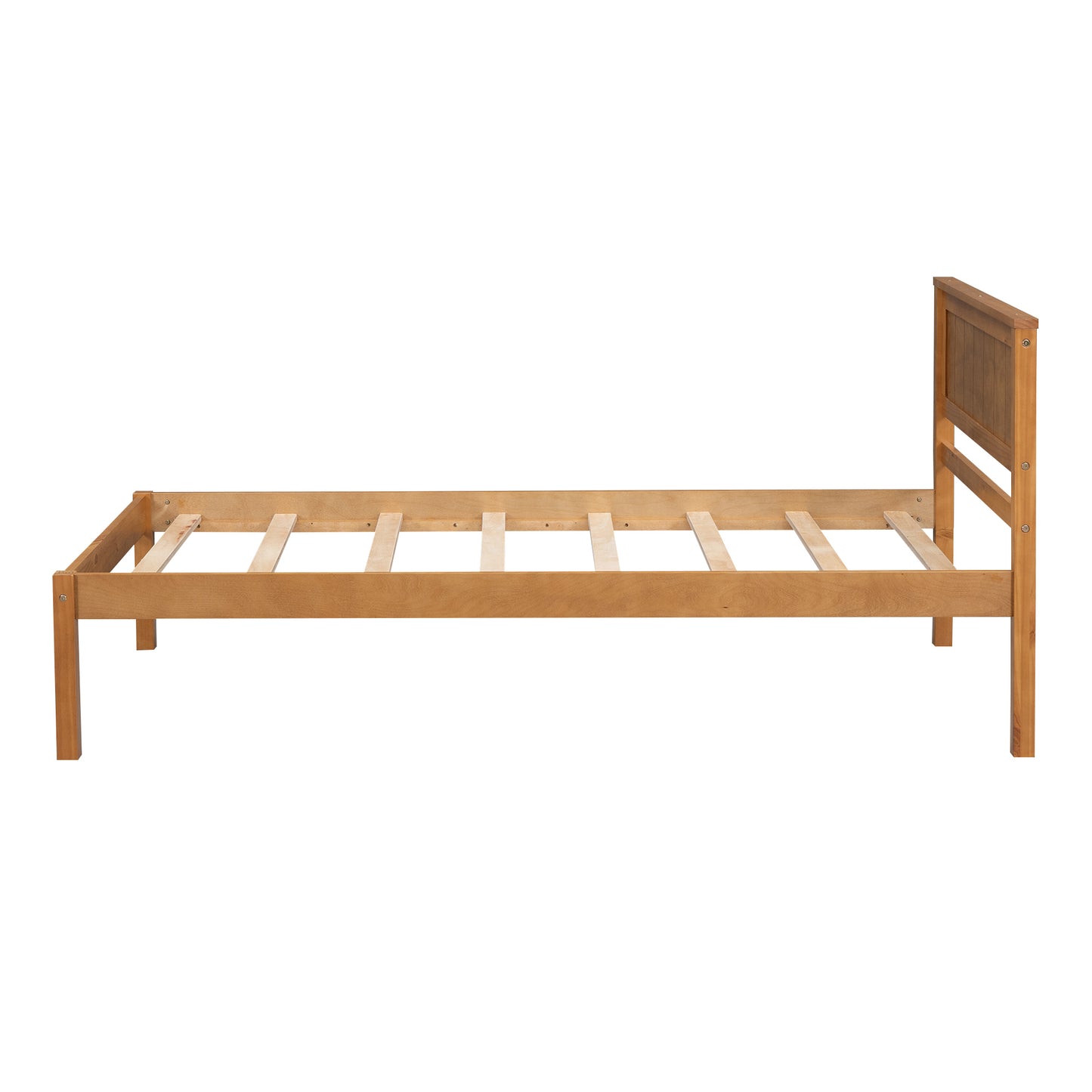 Platform Bed Frame with Headboard , Wood Slat Support , No Box Spring Needed ,Twin,Oak