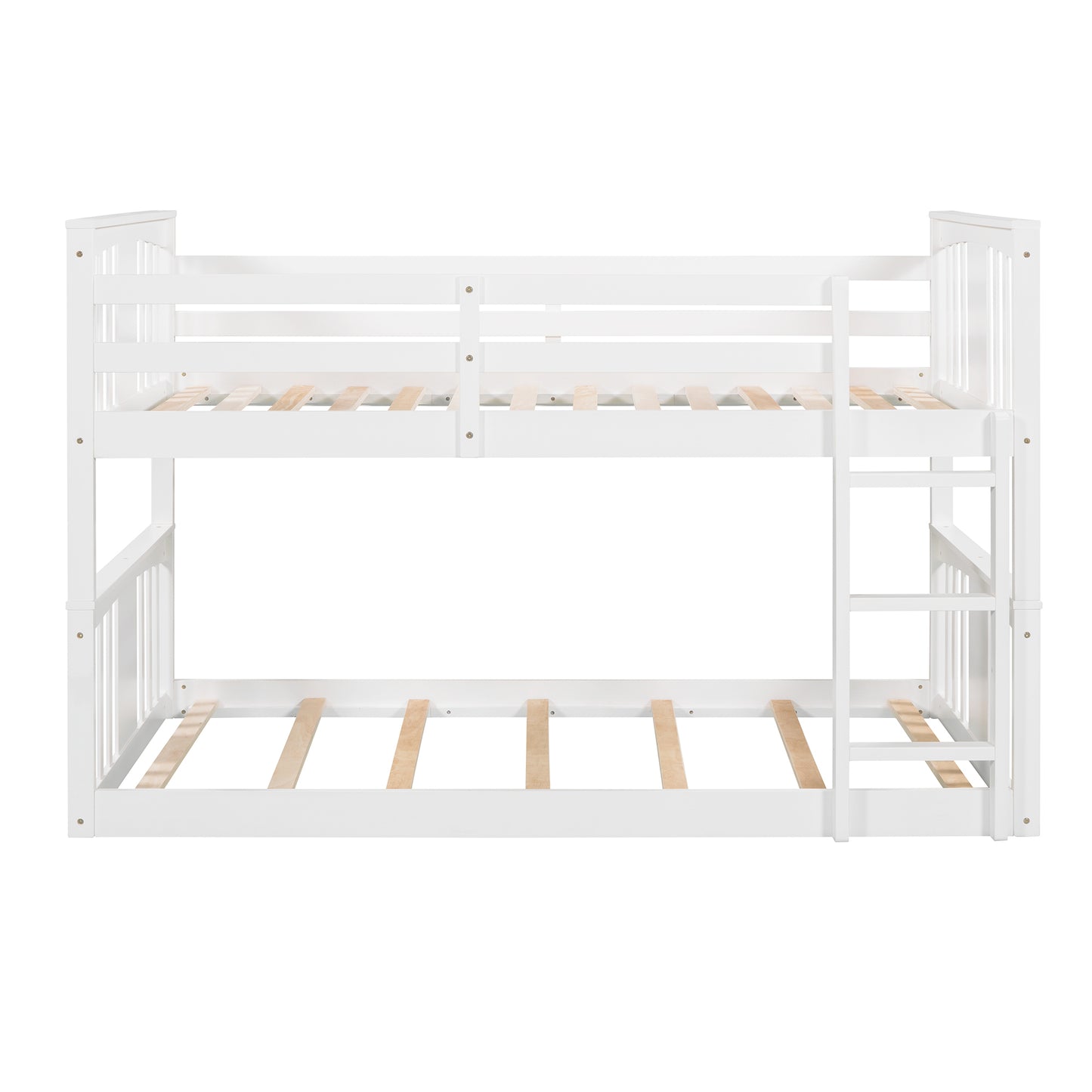 White Twin Bunk Bed with Ladder for Space-Saving Comfort