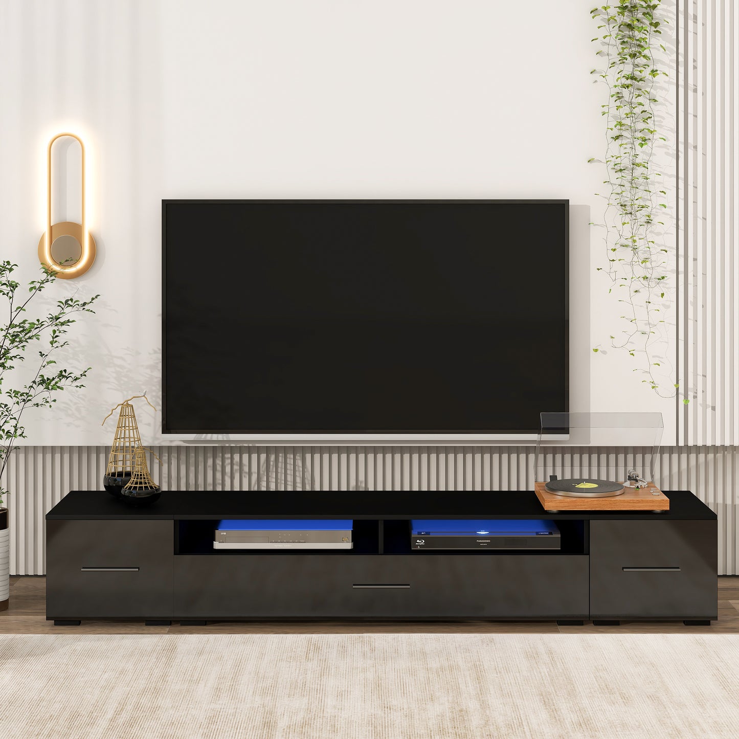 Modern LED TV Stand with Extended Design for 90+ Inch TVs