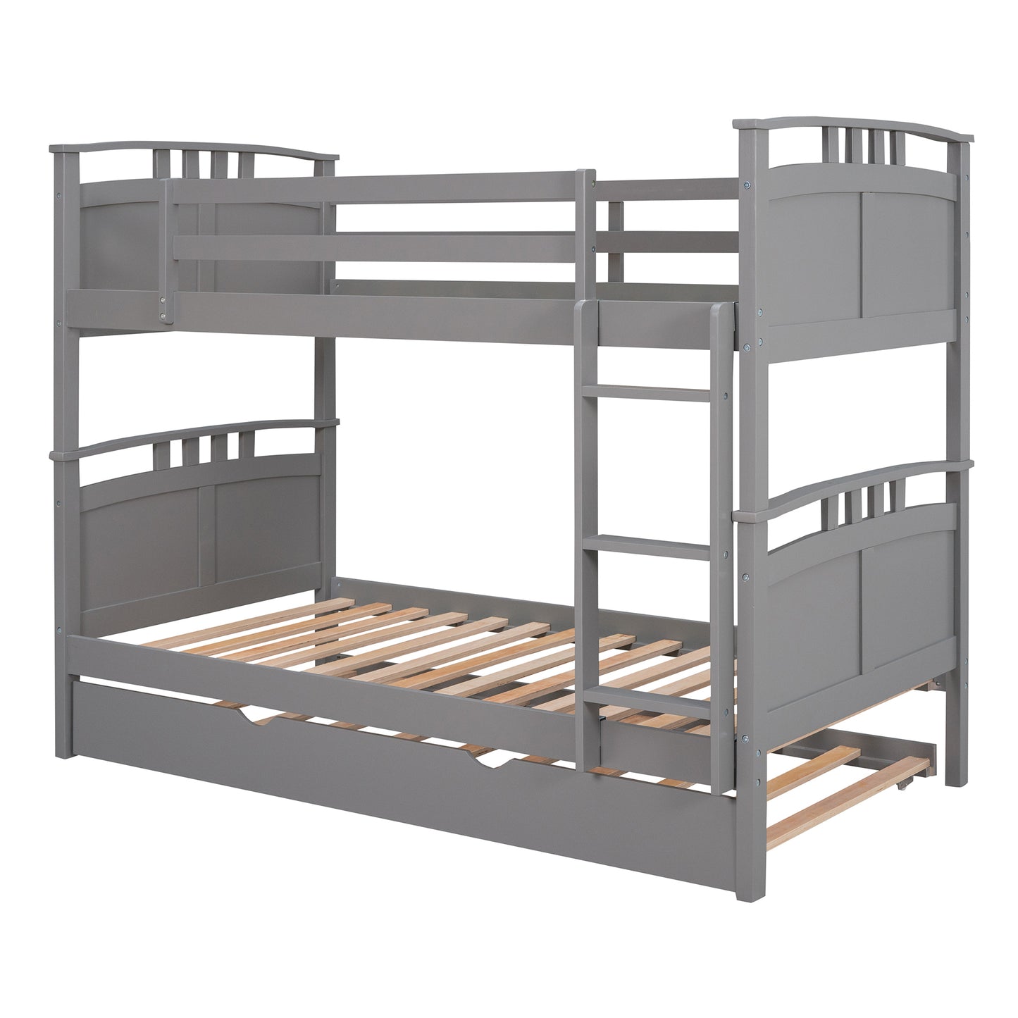 Separable Twin Over Twin Bunk Bed Set with Trundle - Charcoal Gray