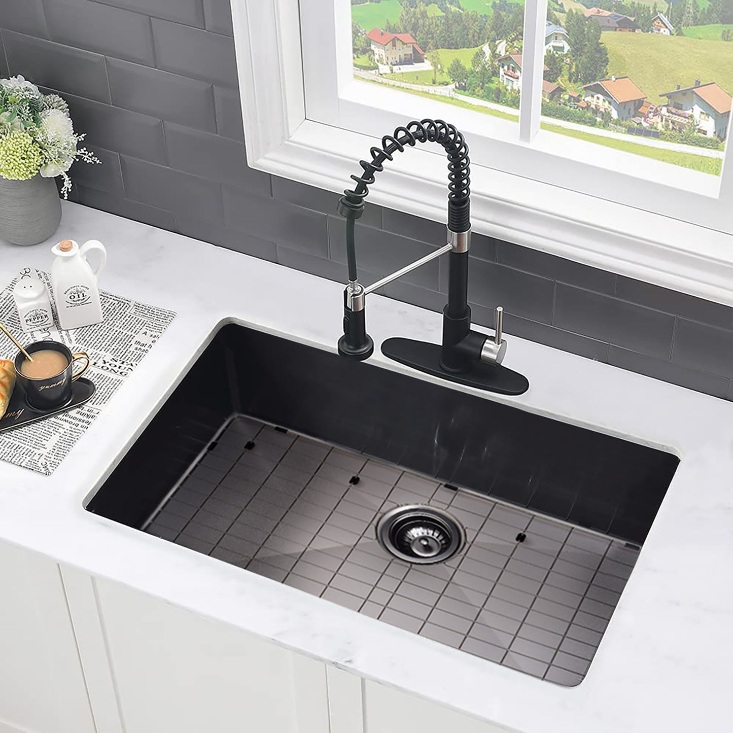 32 Inch Stainless Steel Undermount Kitchen Sink With Grid