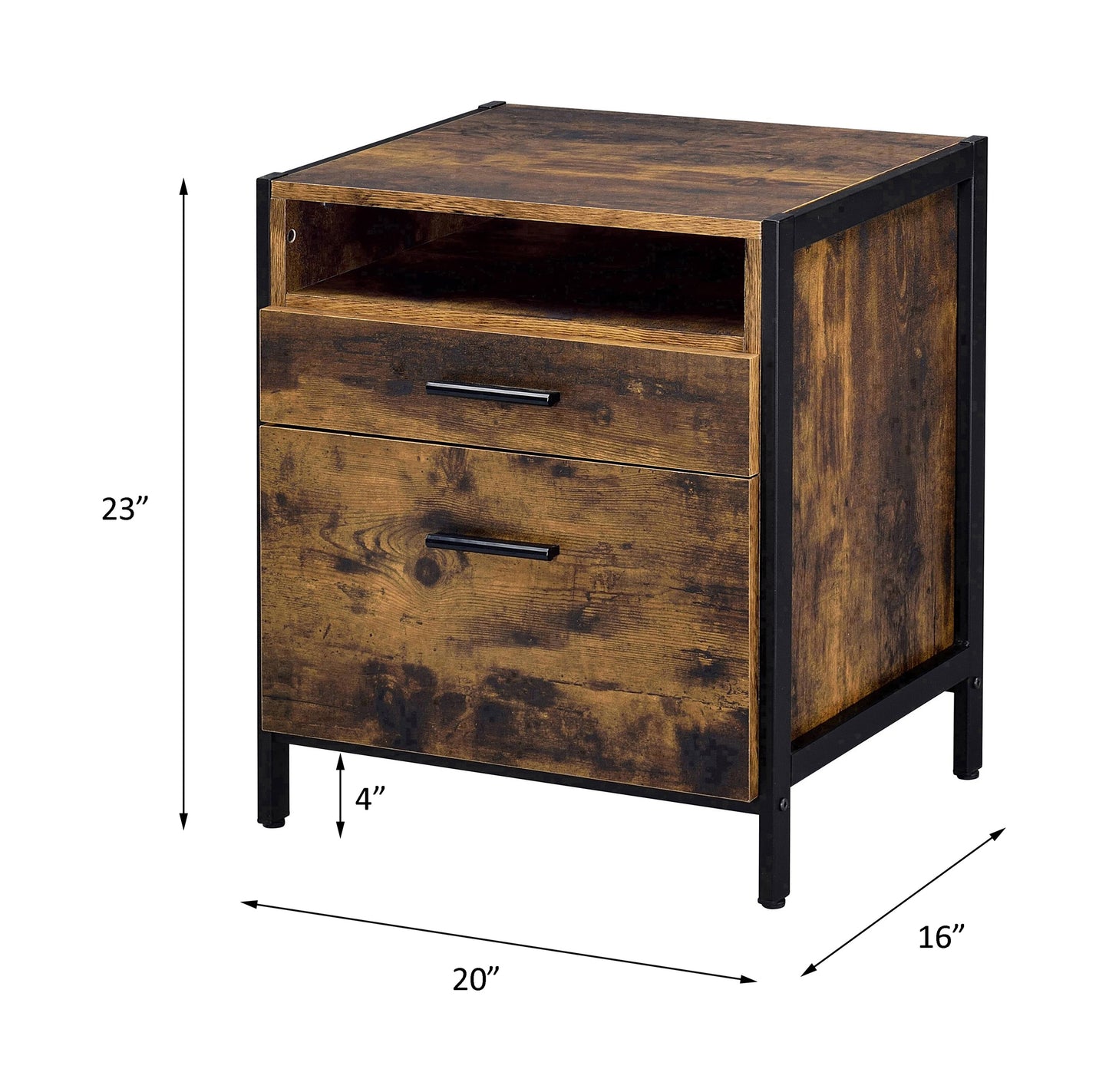 Juvanth Nightstand in Rustic Oak & Black Finish 24263