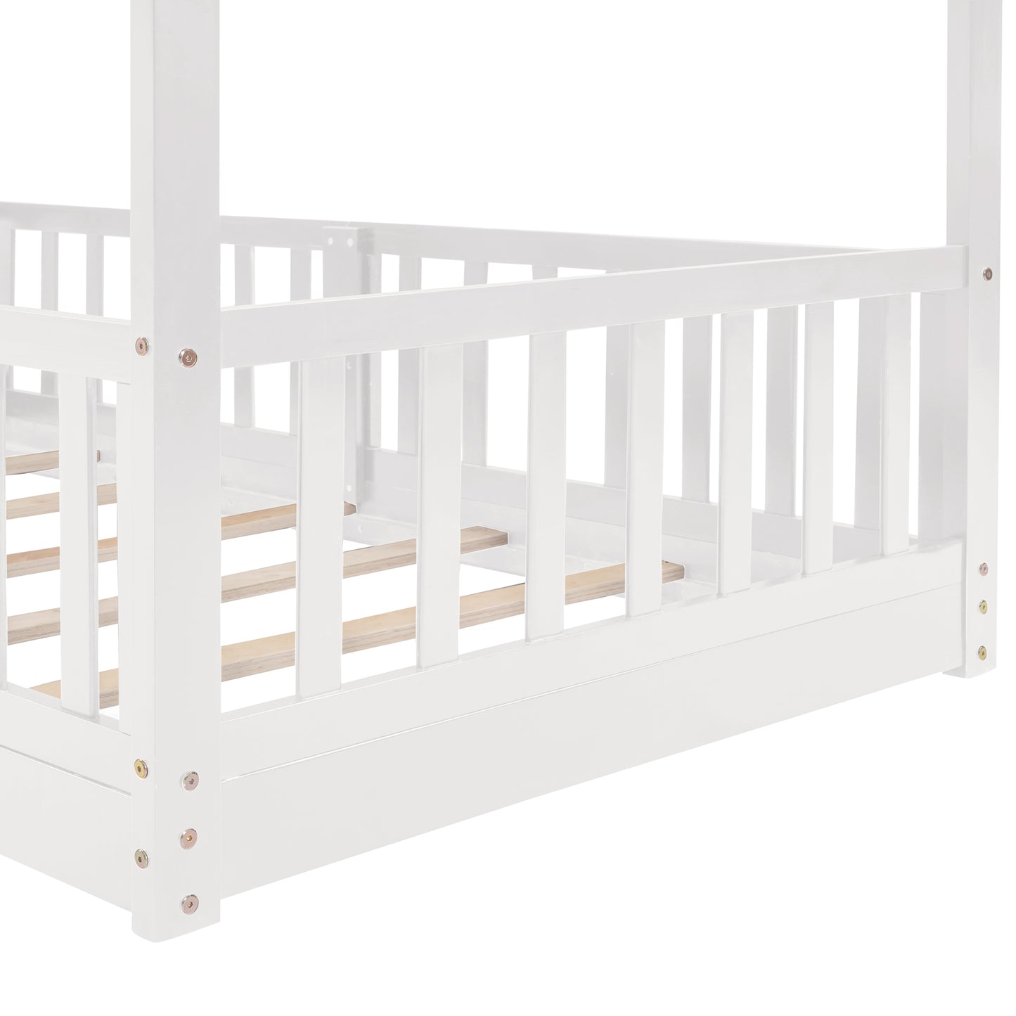 White Twin Bunk Bed with Slide, Ladder, and Space-Saving Design