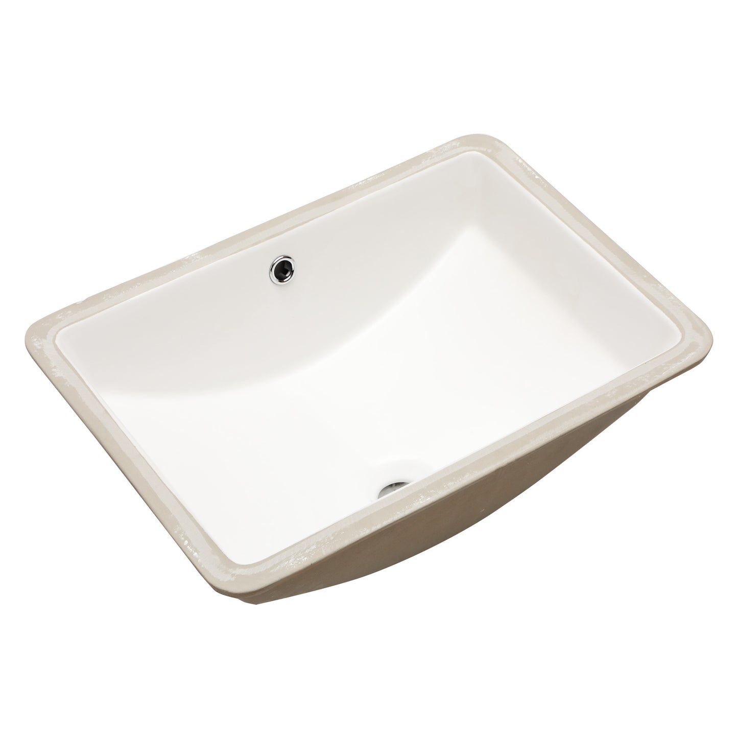 18.5"x13.5" White Ceramic Rectangular Undermount Bathroom Sink with Overflow